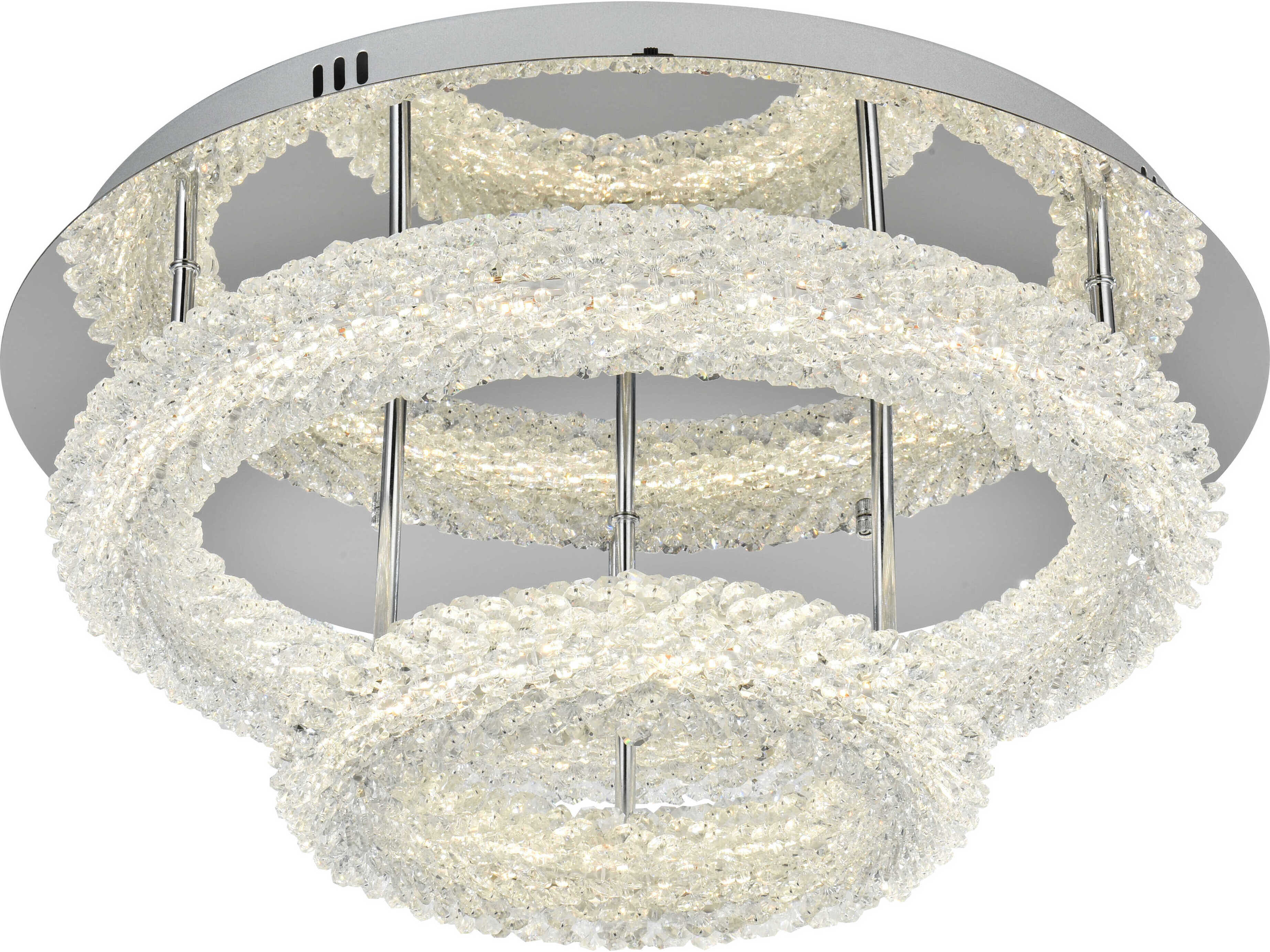 Elegant Lighting Bowen 2-Light Chrome Round Tiered Semi Flush Mount