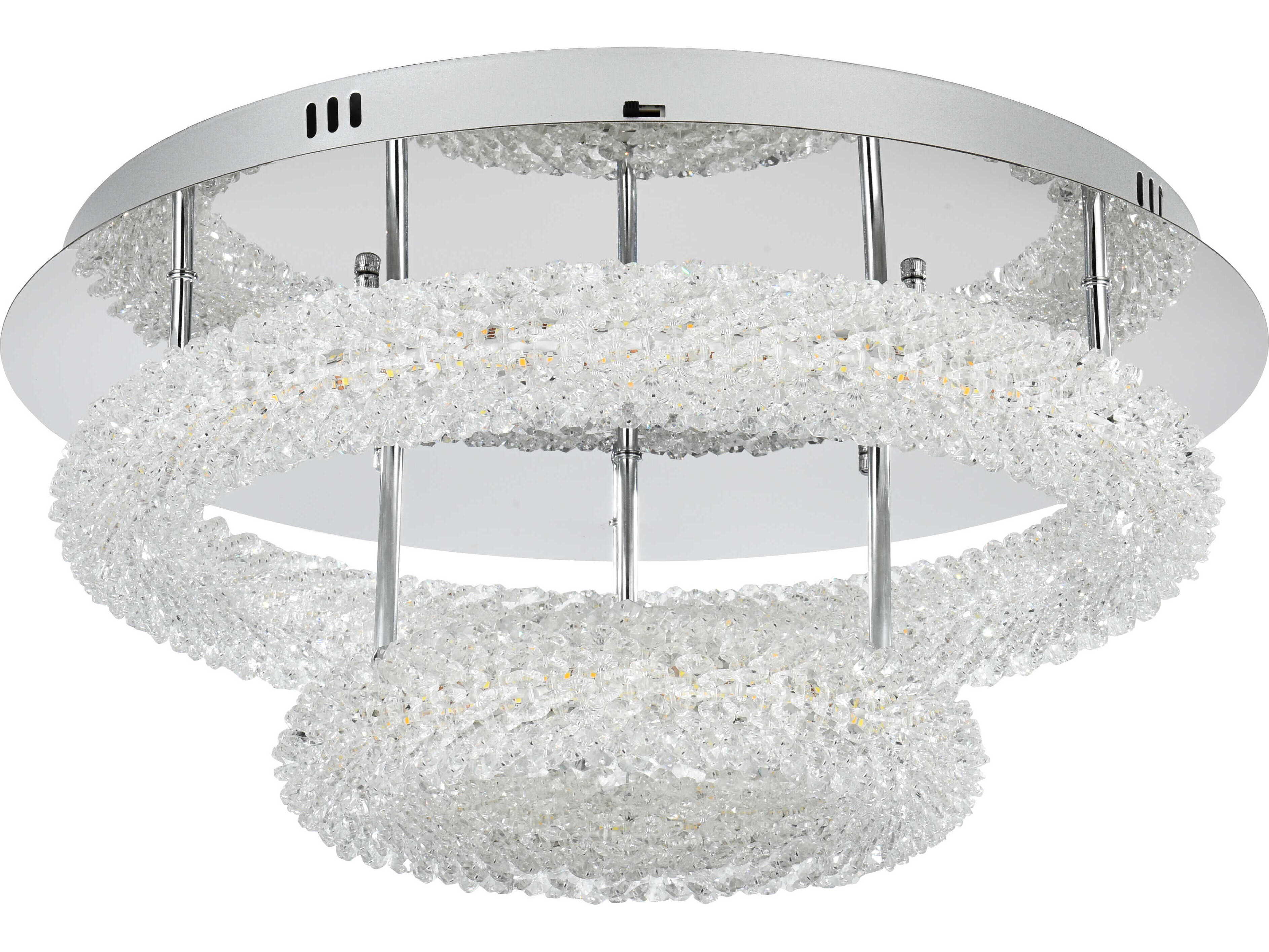 Elegant Lighting Bowen 2-Light Chrome Round Tiered Semi Flush Mount