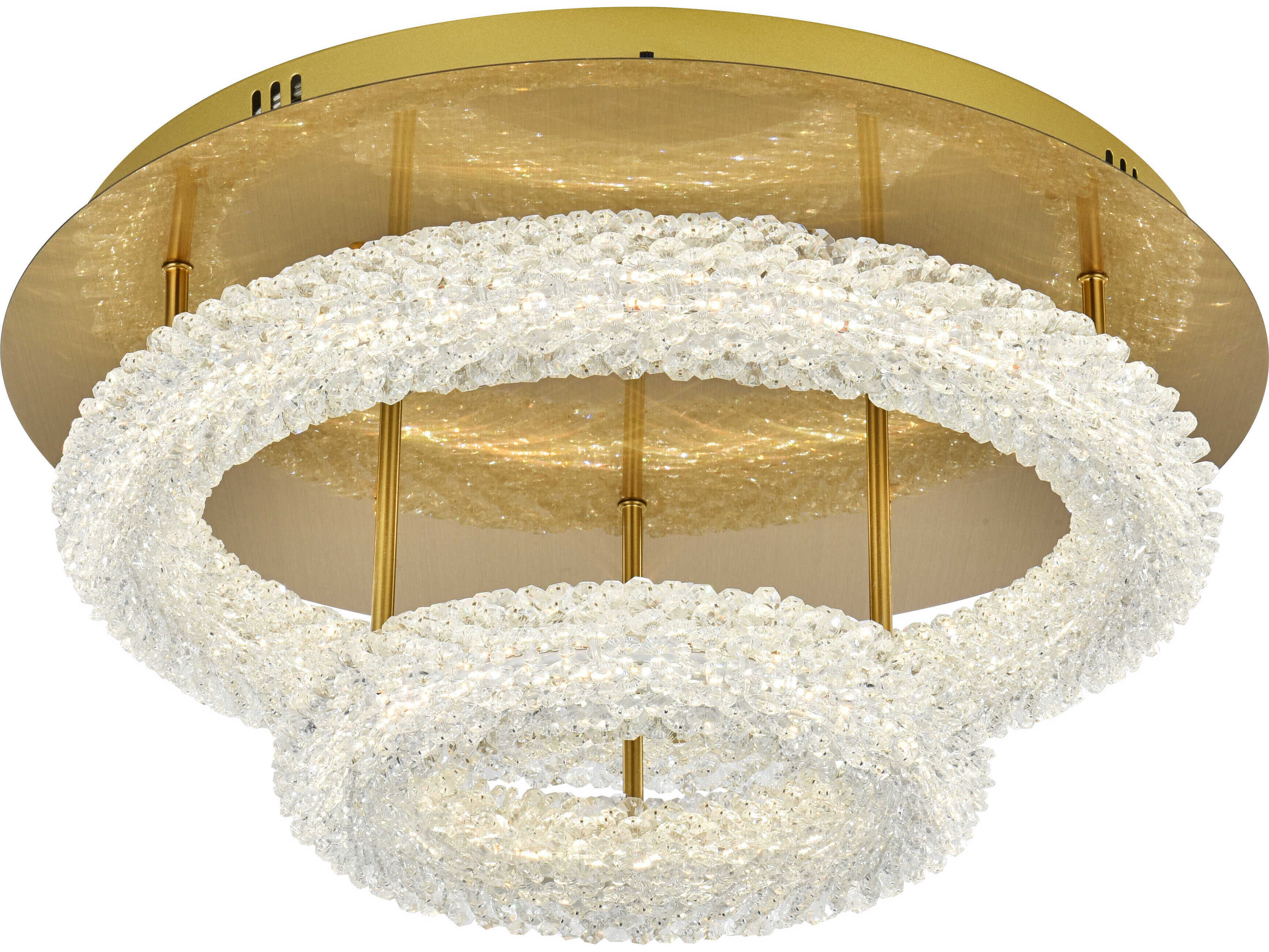 Elegant Lighting Bowen 2-Light Satin Gold Round Tiered Semi Flush Mount