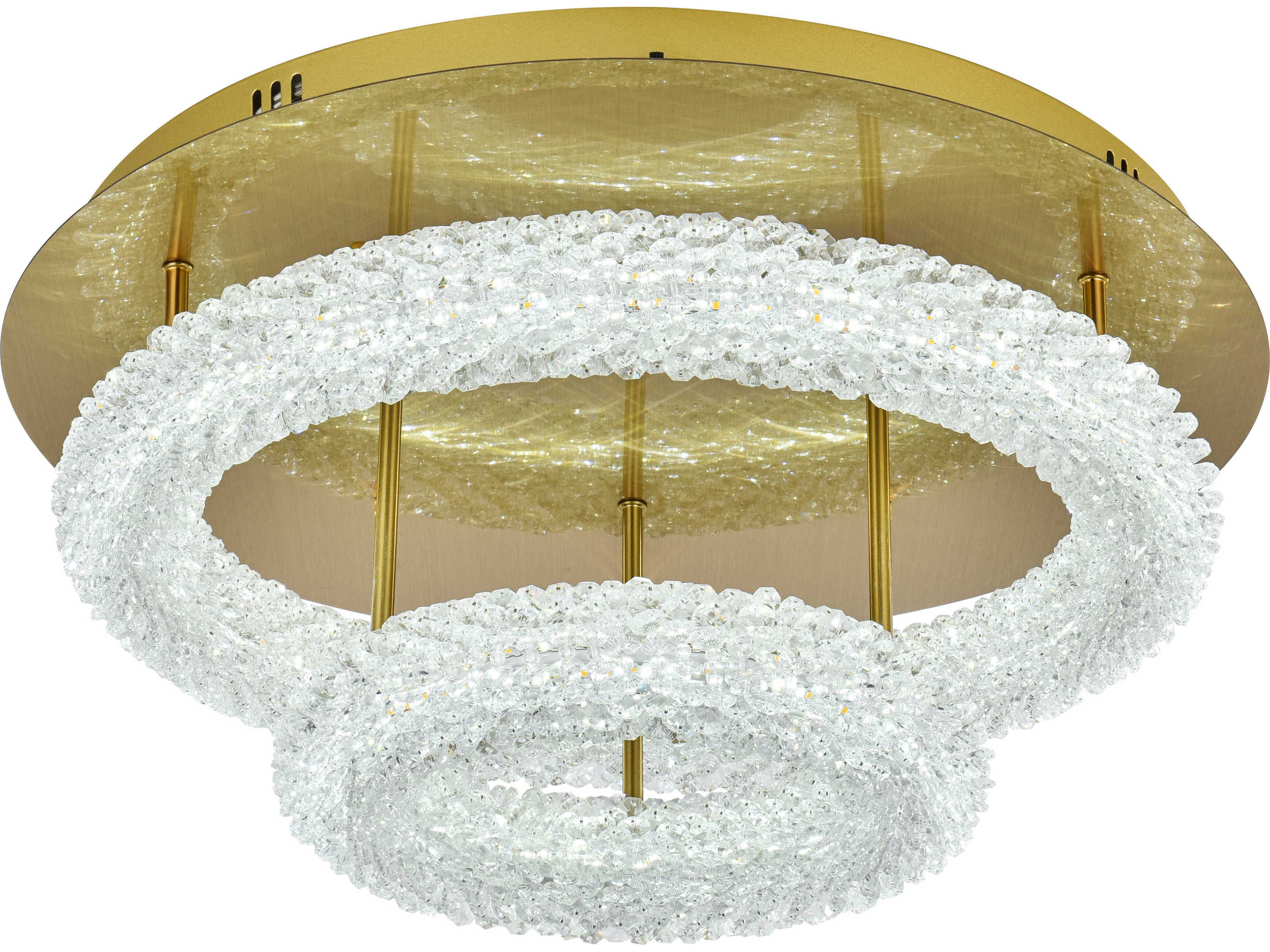Elegant Lighting Bowen 2-Light Satin Gold Round Tiered Semi Flush Mount