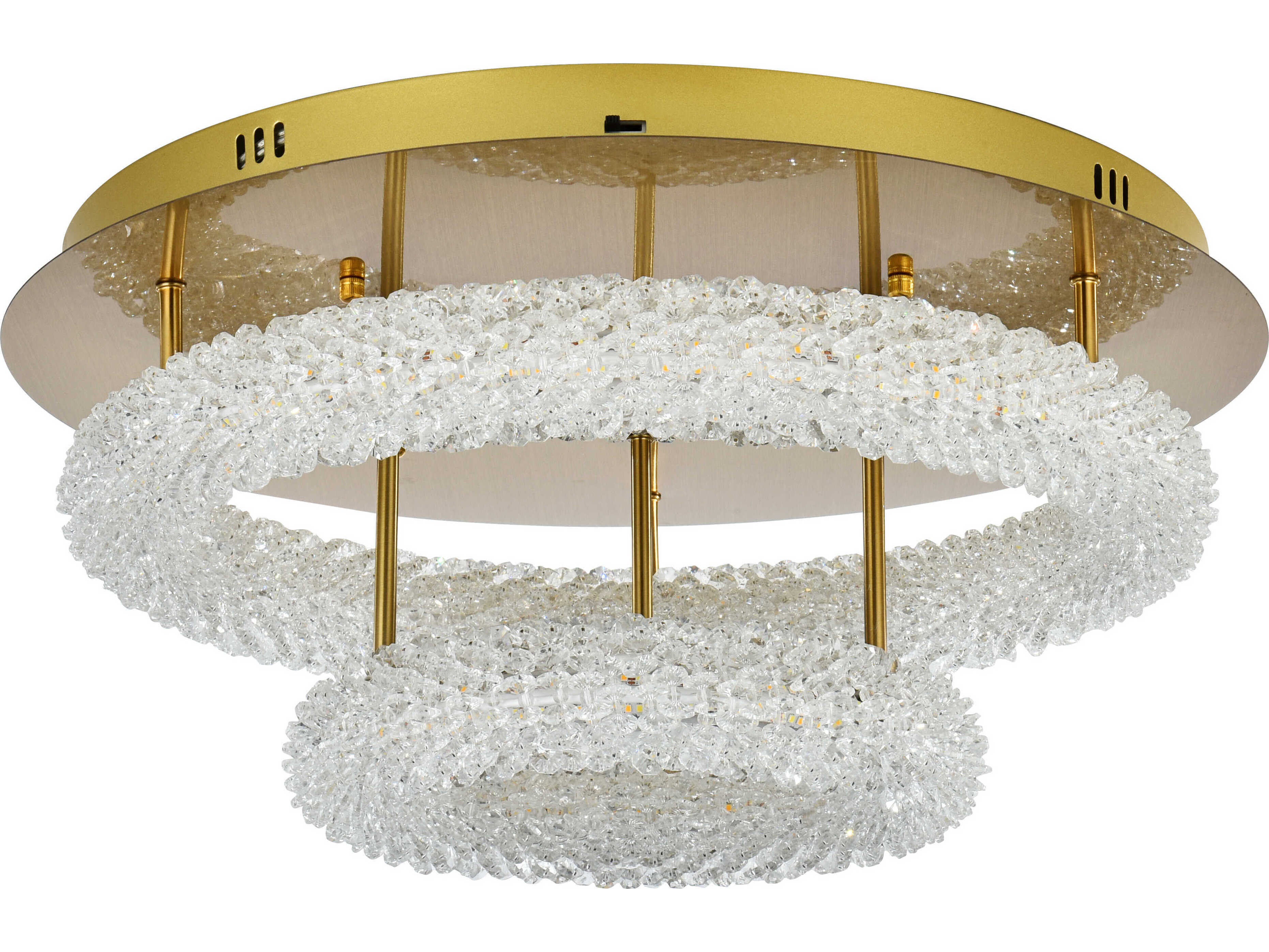 Elegant Lighting Bowen 2-Light Satin Gold Round Tiered Semi Flush Mount