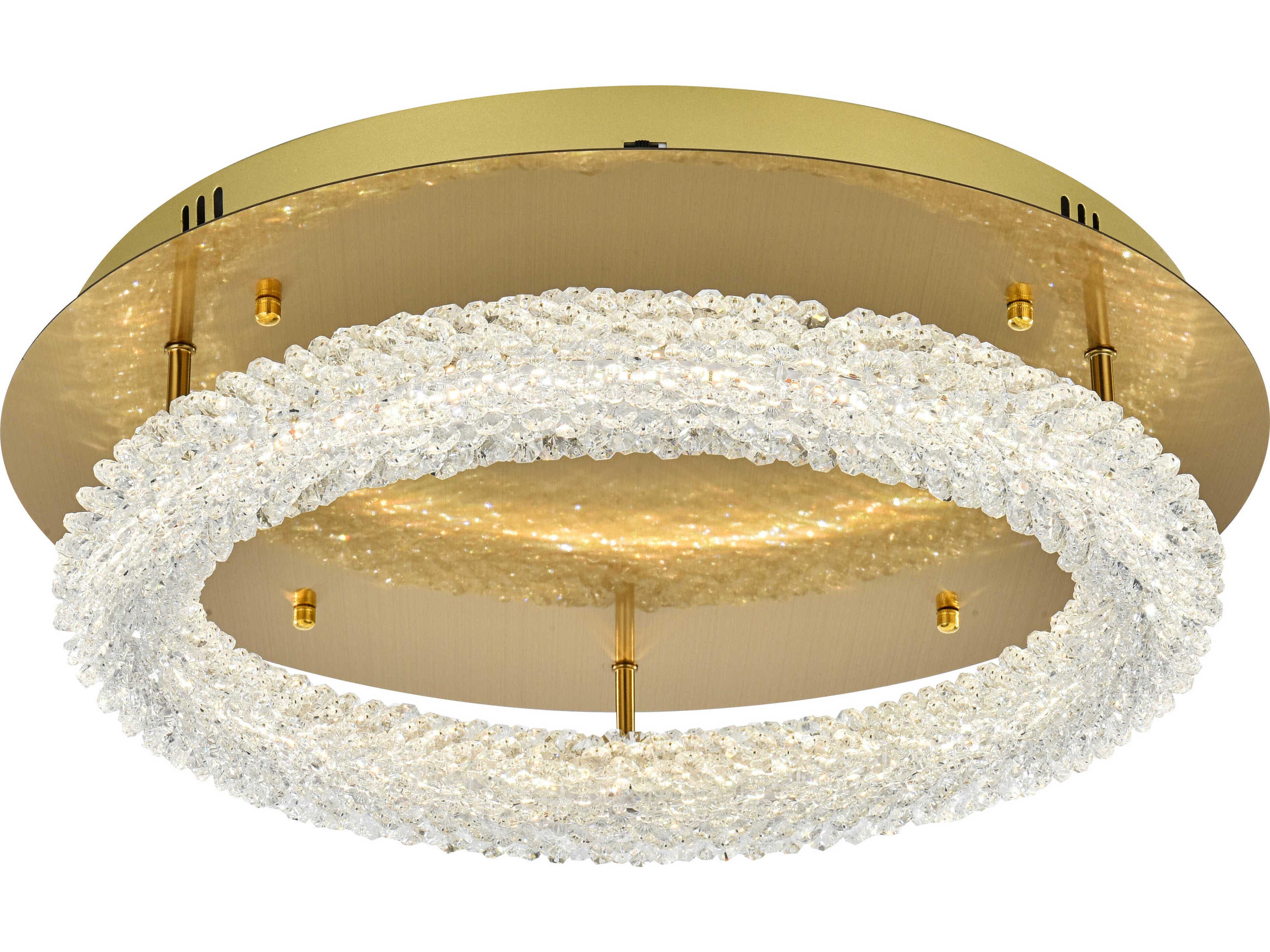 Elegant Lighting Bowen 1-Light Satin Gold Round Semi Flush Mount