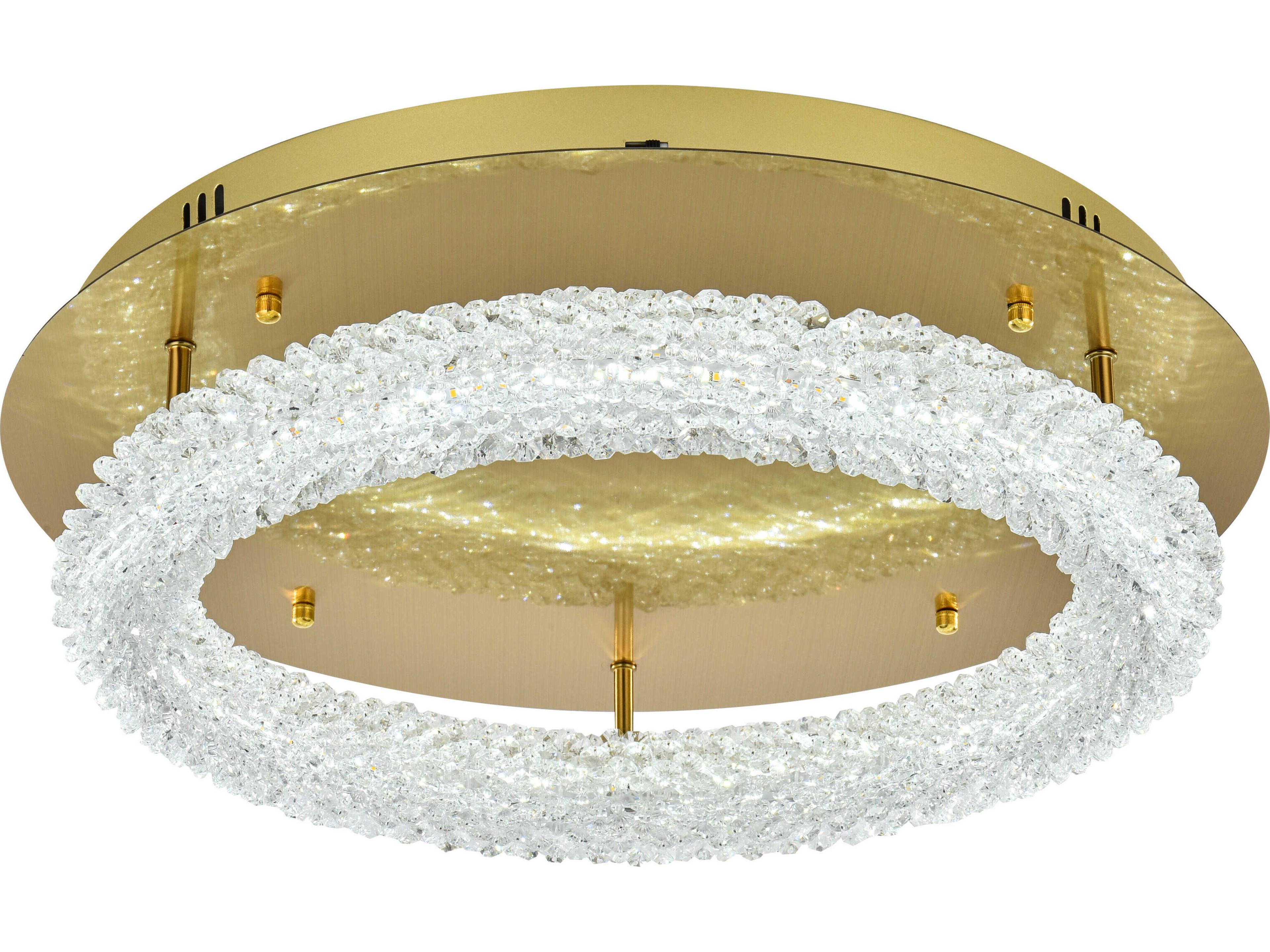 Elegant Lighting Bowen 1-Light Satin Gold Round Semi Flush Mount