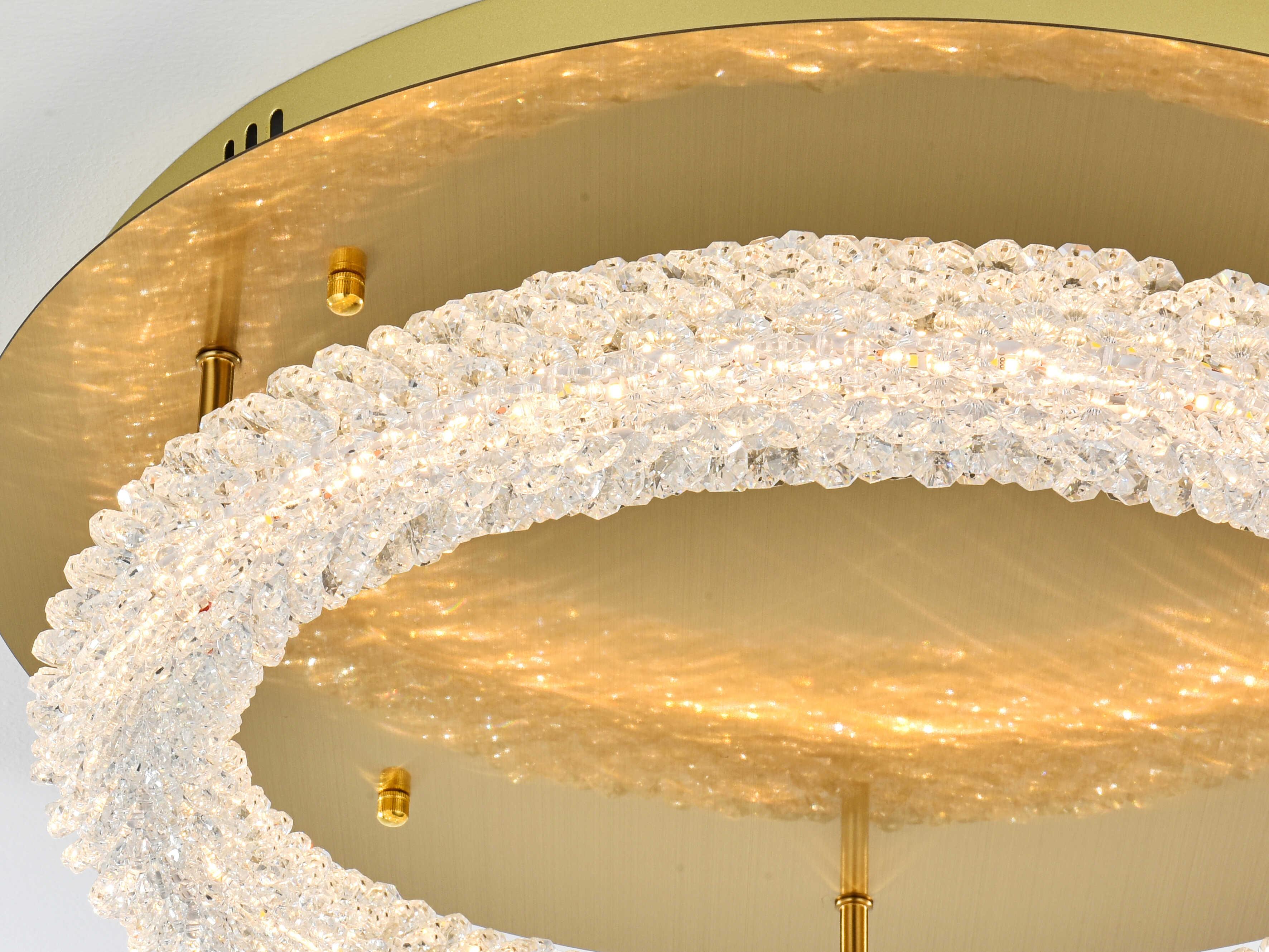 Elegant Lighting Bowen 1-Light Satin Gold Round Semi Flush Mount