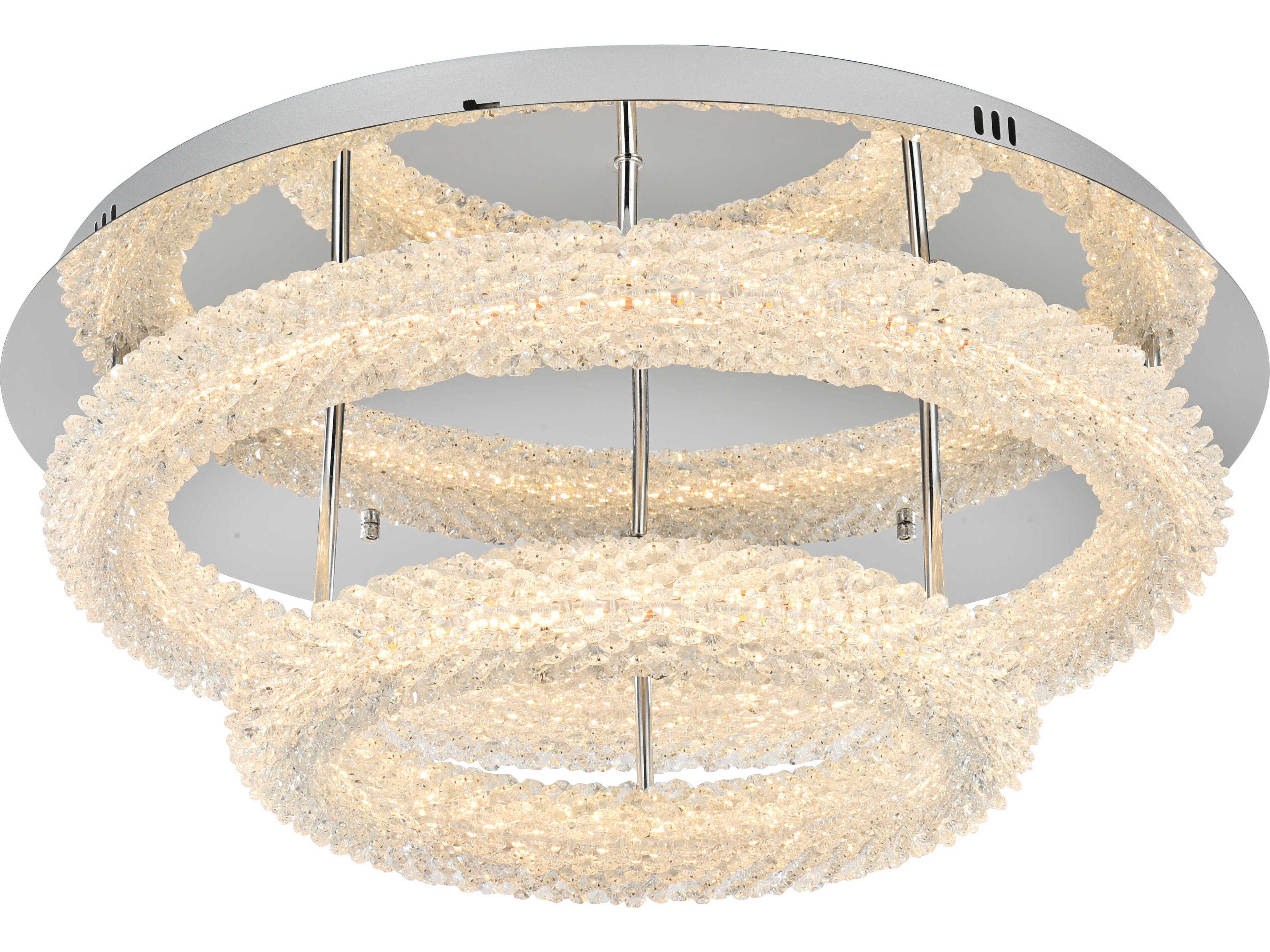 Elegant Lighting Bowen 2-Light Chrome Round Tiered Semi Flush Mount