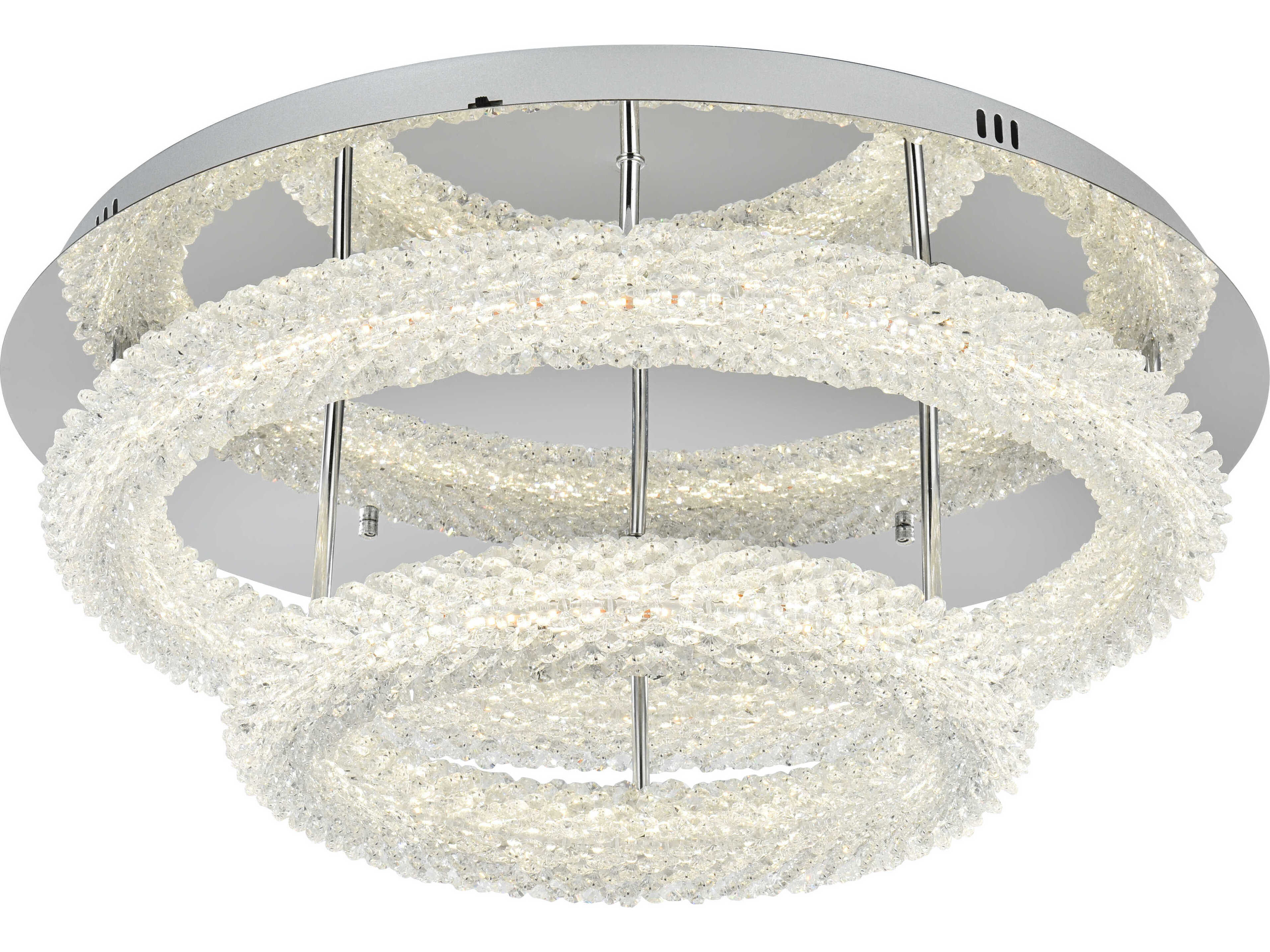 Elegant Lighting Bowen 2-Light Chrome Round Tiered Semi Flush Mount