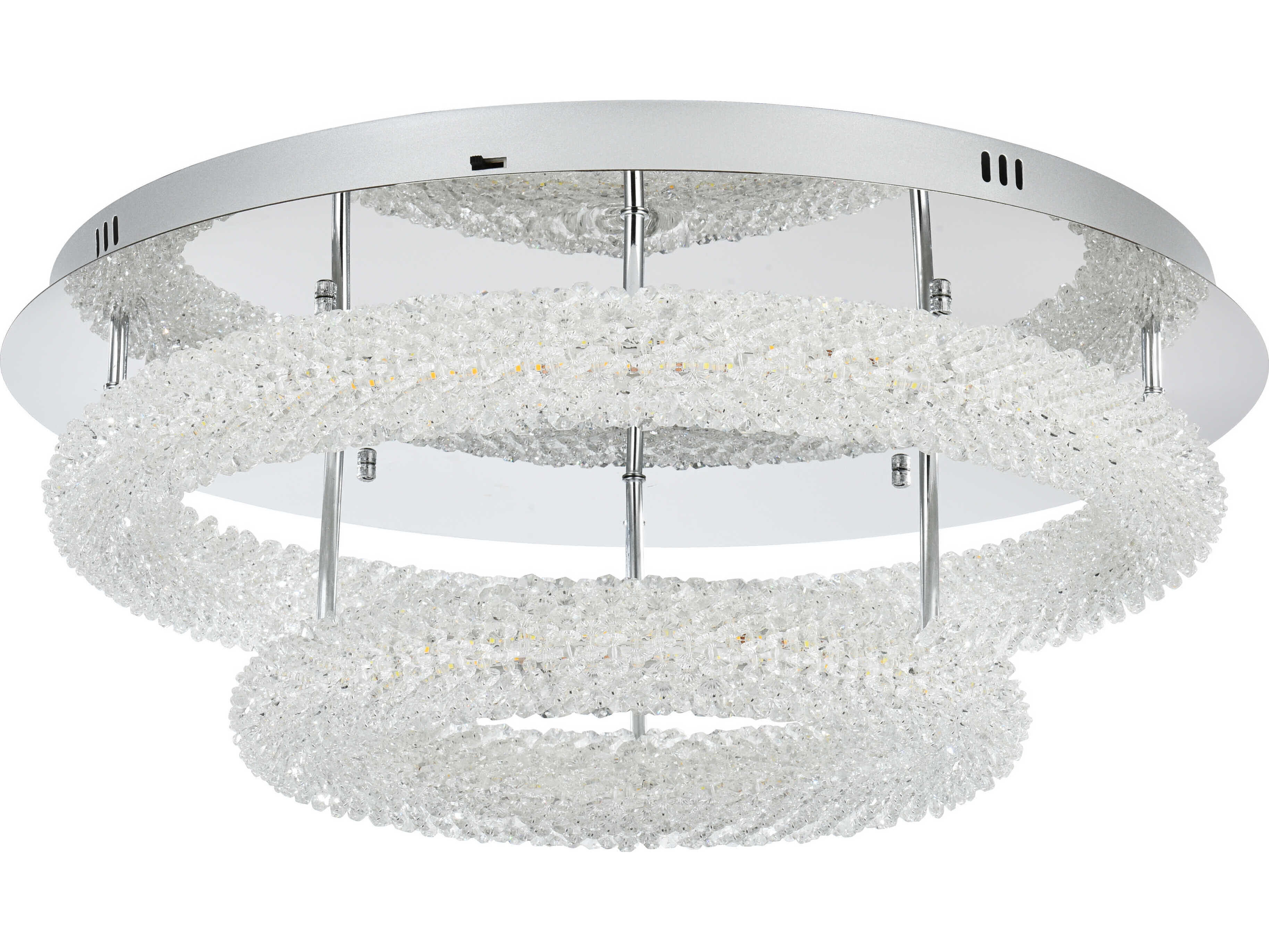 Elegant Lighting Bowen 2-Light Chrome Round Tiered Semi Flush Mount