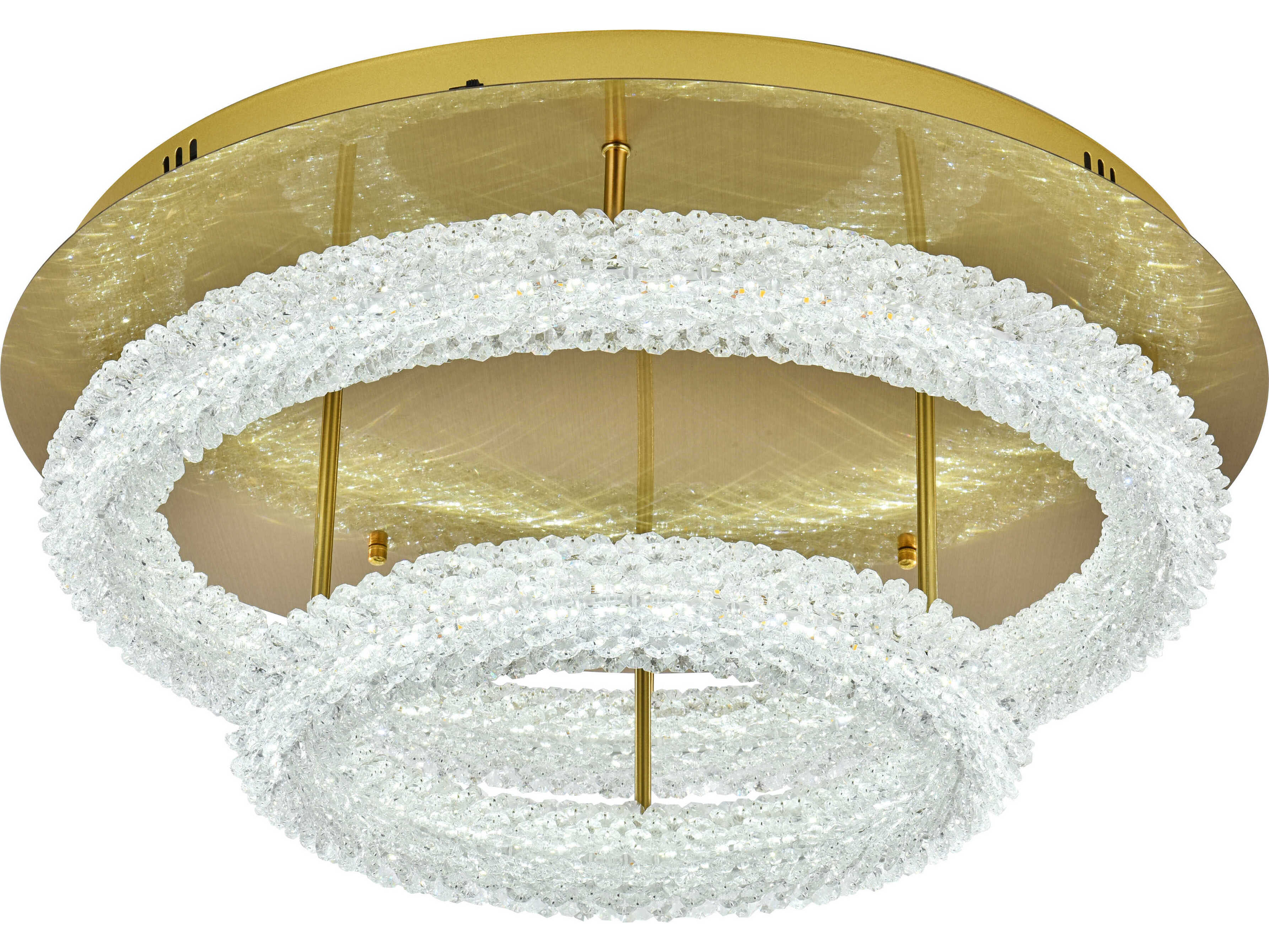 Elegant Lighting Bowen 2-Light Satin Gold Round Tiered Semi Flush Mount