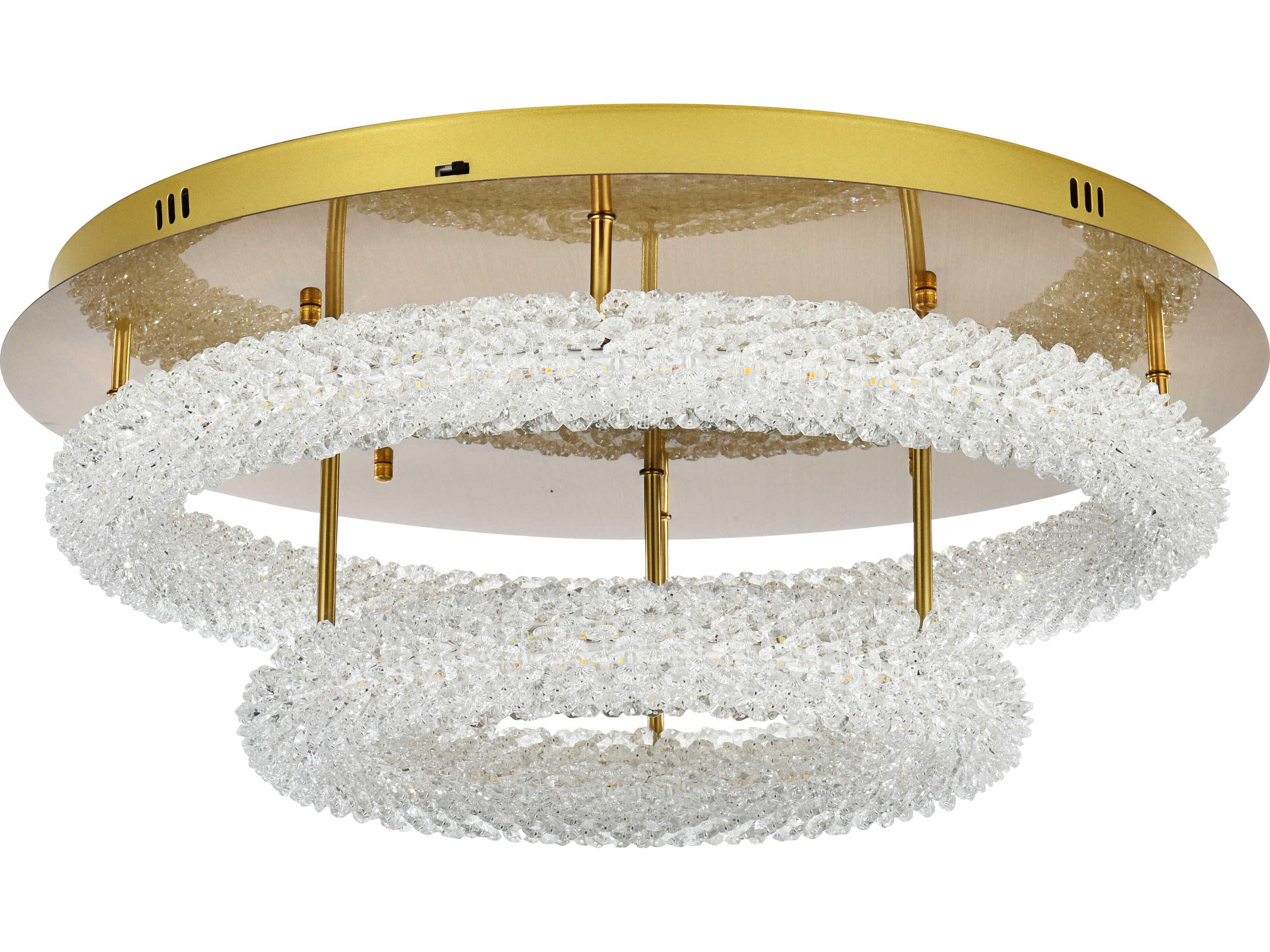 Elegant Lighting Bowen 2-Light Satin Gold Round Tiered Semi Flush Mount