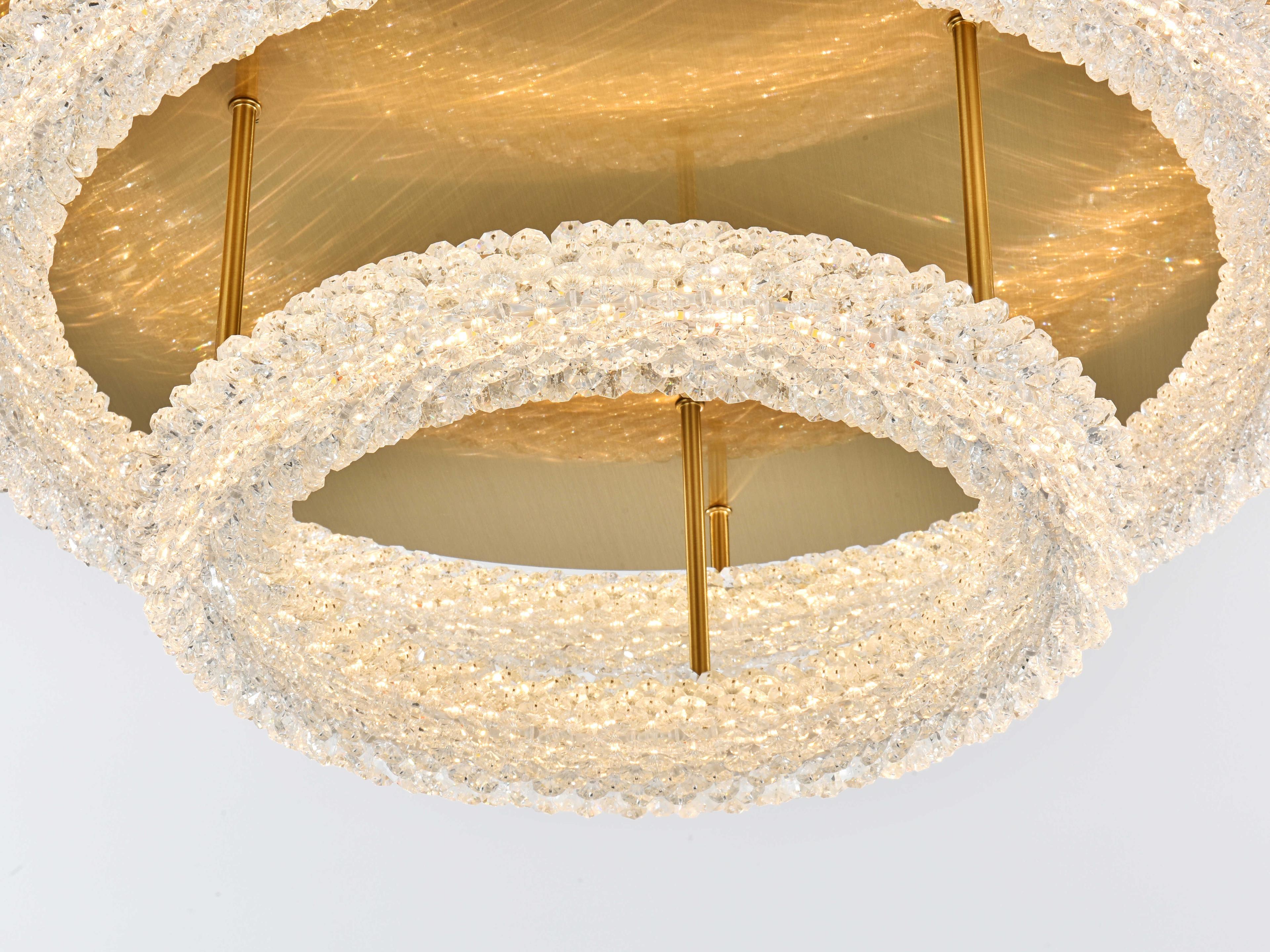 Elegant Lighting Bowen 2-Light Satin Gold Round Tiered Semi Flush Mount