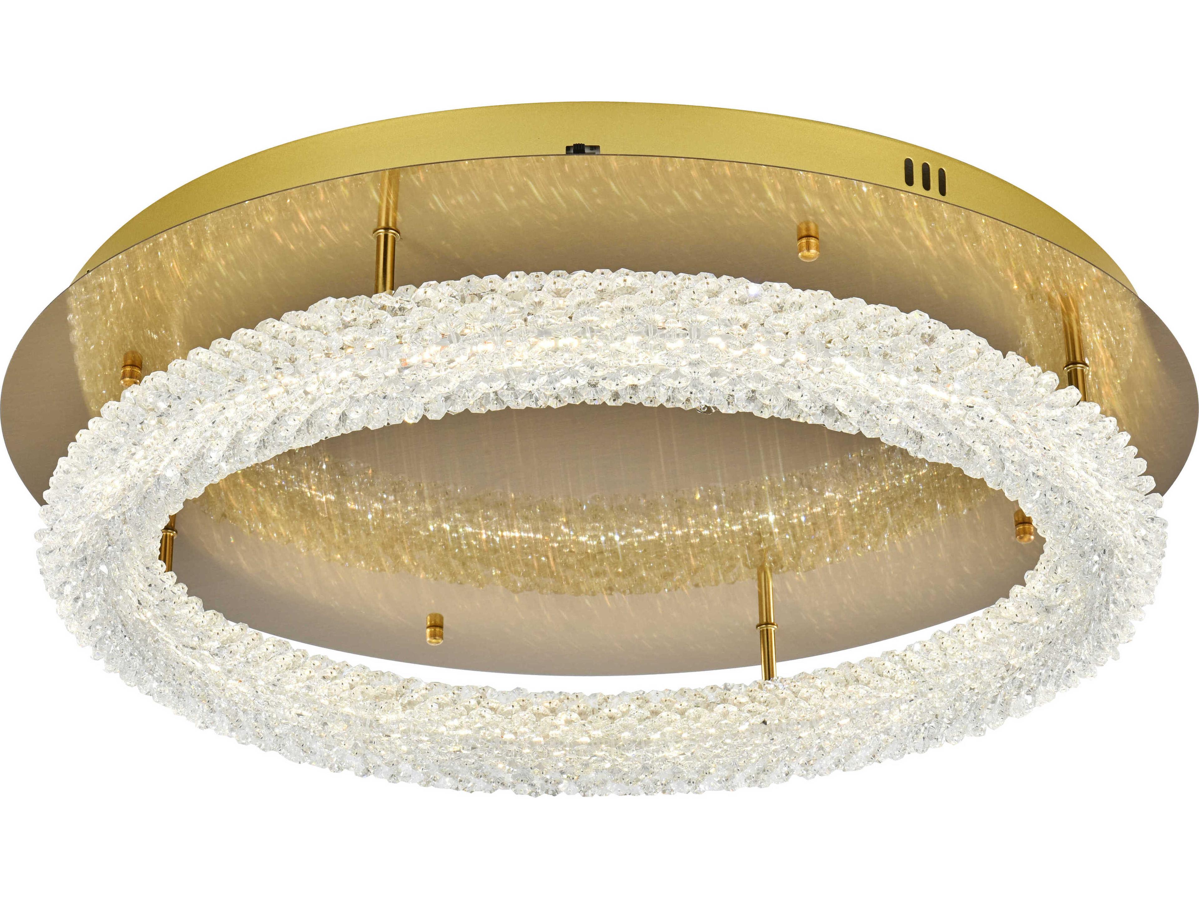 Elegant Lighting Bowen 1-Light Satin Gold Round Semi Flush Mount