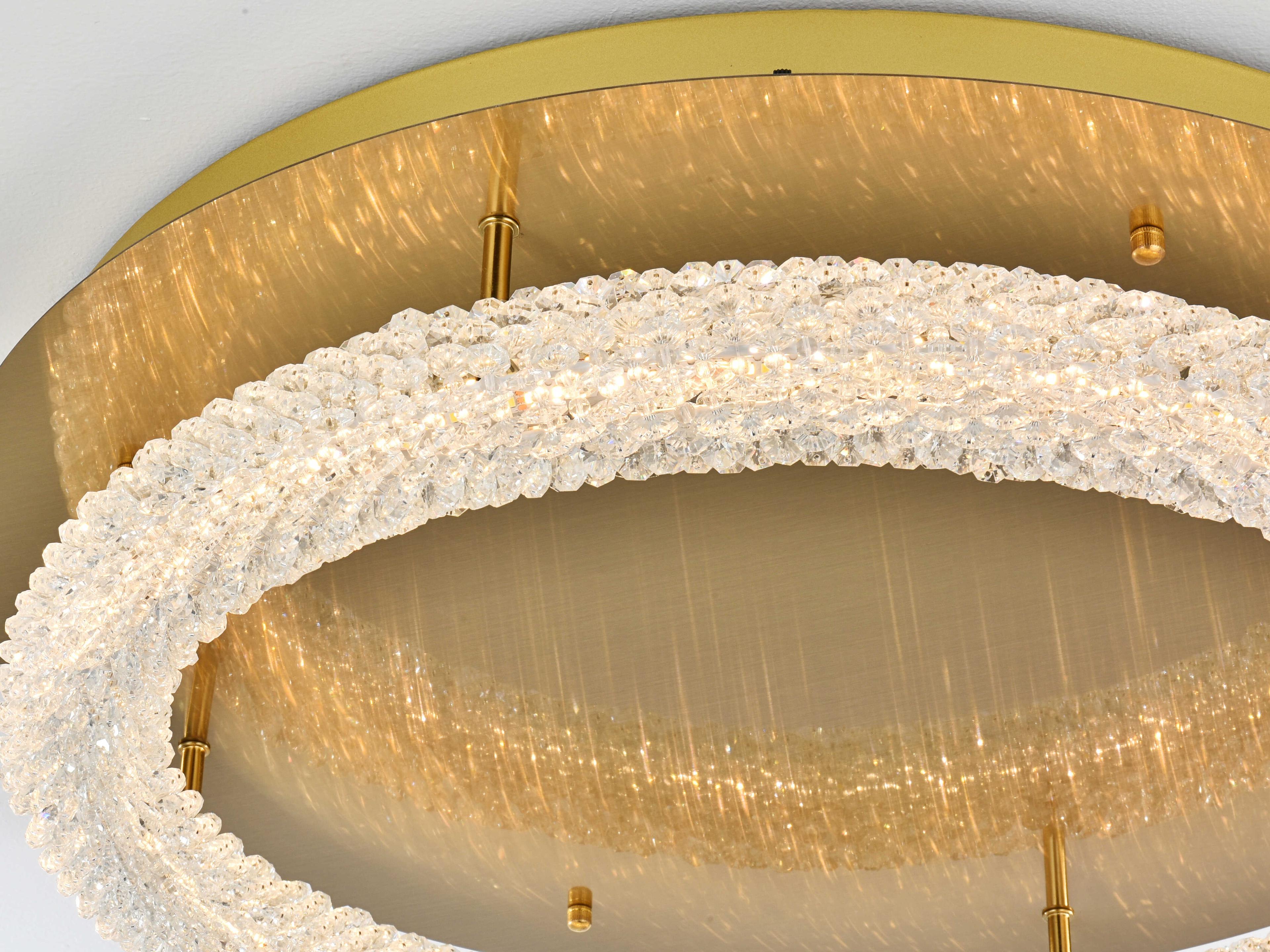 Elegant Lighting Bowen 1-Light Satin Gold Round Semi Flush Mount