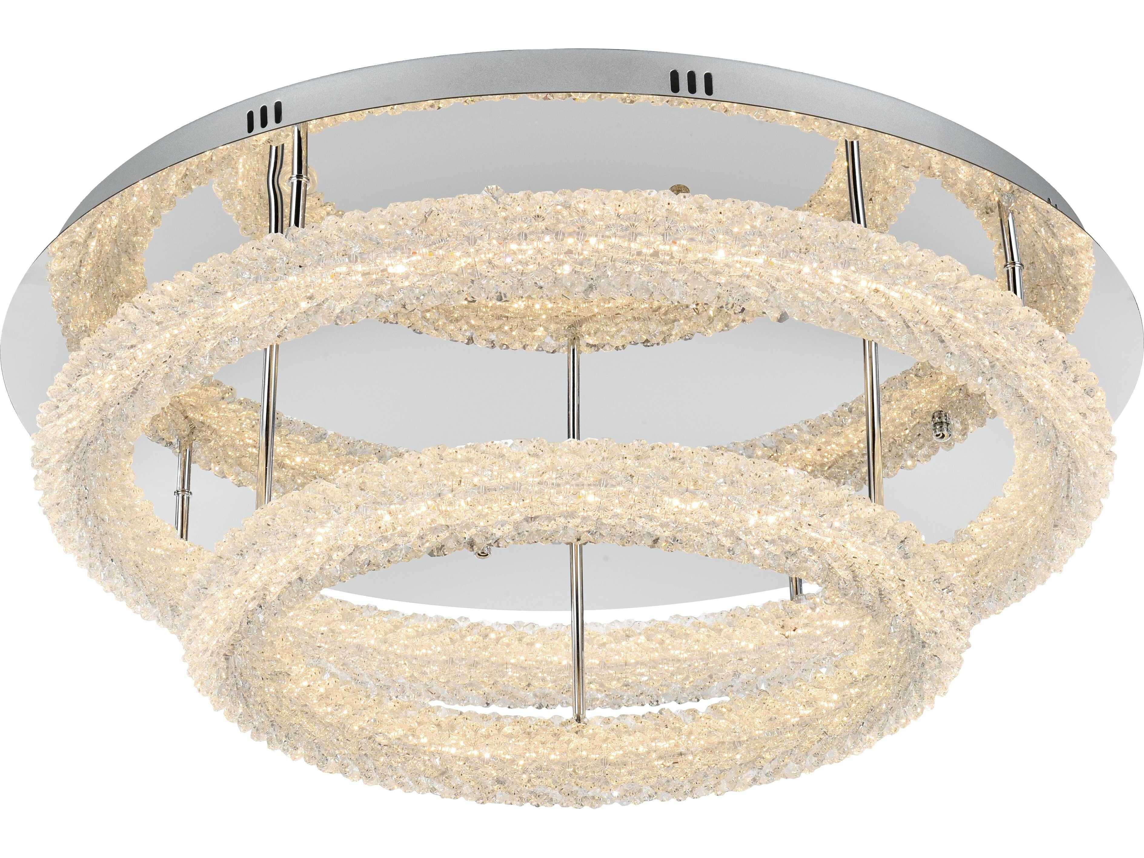 Elegant Lighting Bowen 2-Light Chrome Round Tiered Semi Flush Mount