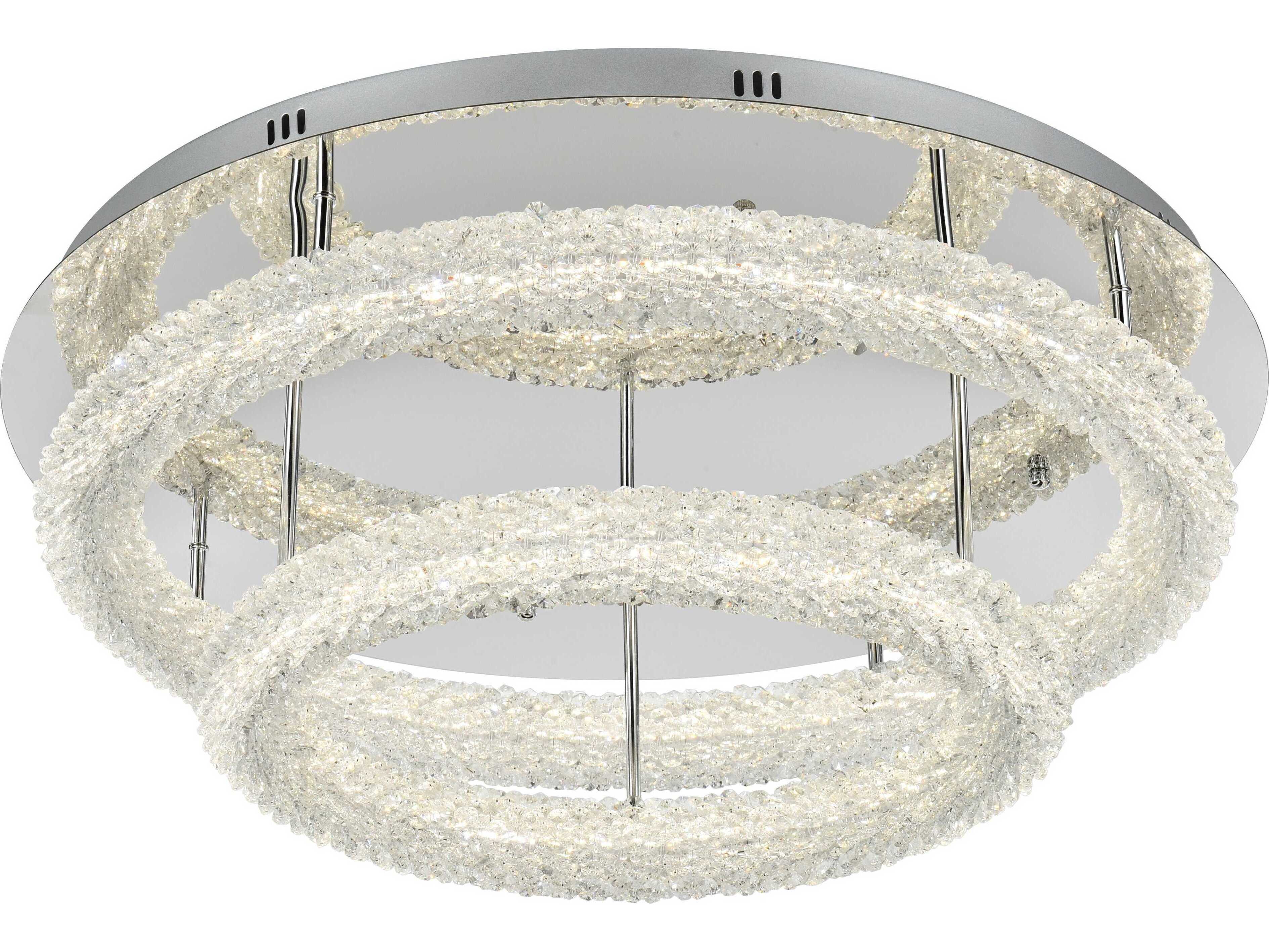 Elegant Lighting Bowen 2-Light Chrome Round Tiered Semi Flush Mount