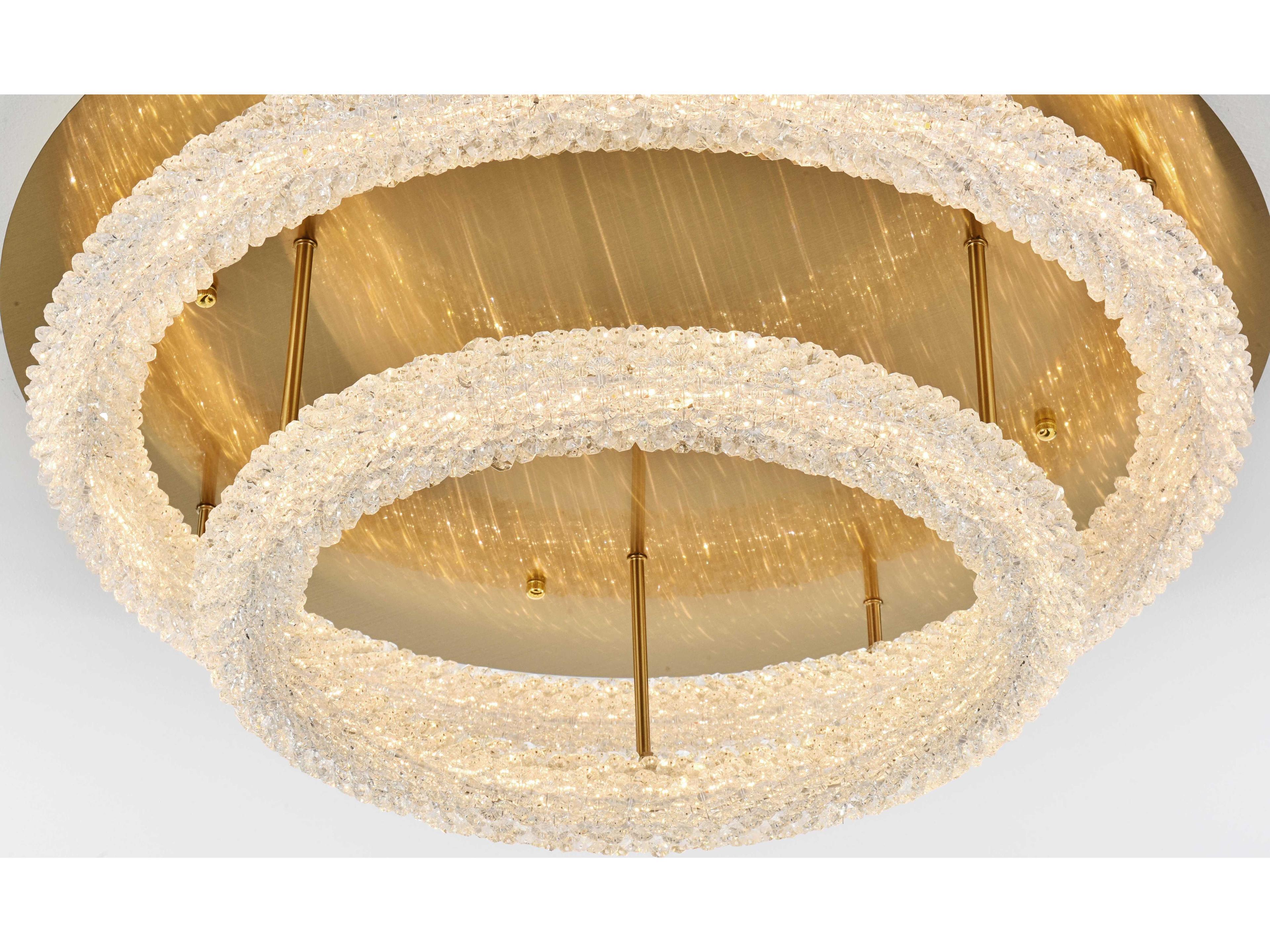 Elegant Lighting Bowen 2-Light Satin Gold Round Tiered Semi Flush Mount
