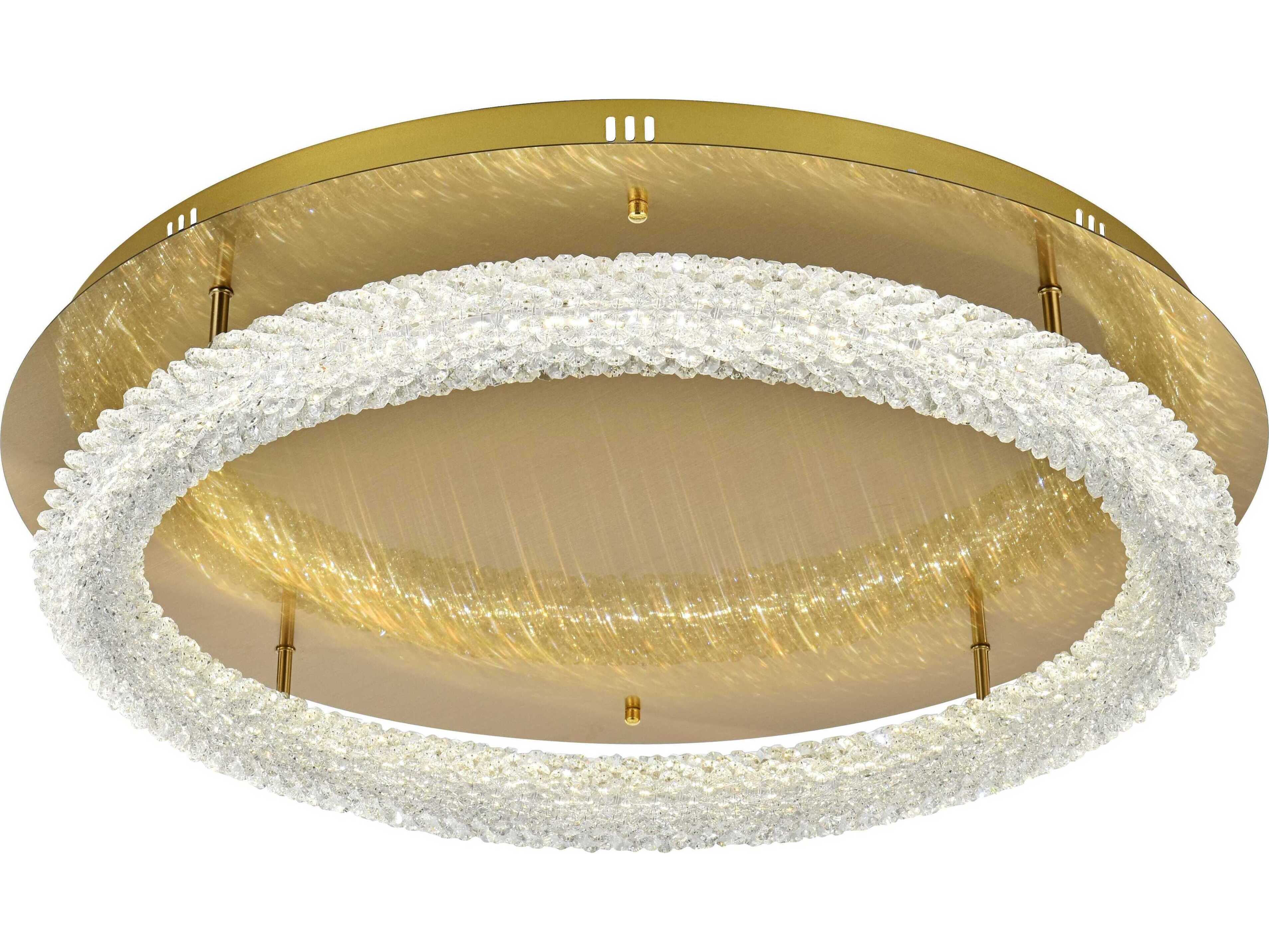 Elegant Lighting Bowen 1-Light Satin Gold Round Semi Flush Mount