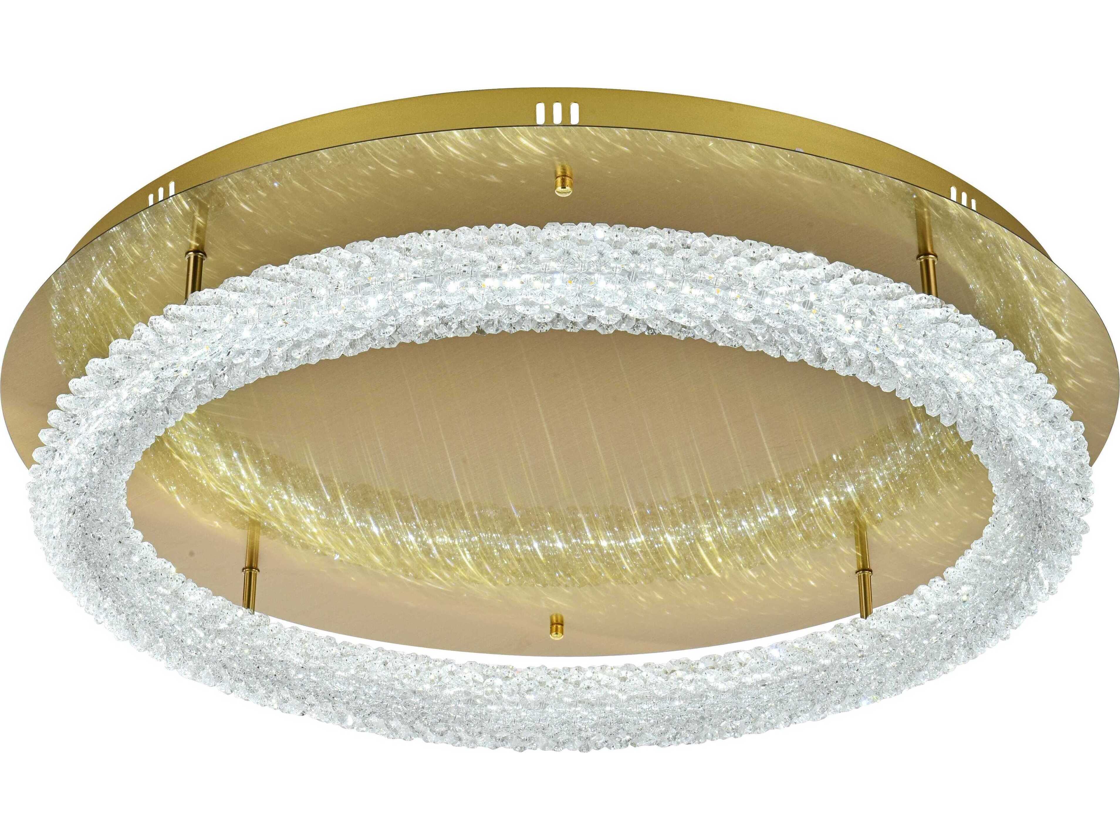 Elegant Lighting Bowen 1-Light Satin Gold Round Semi Flush Mount