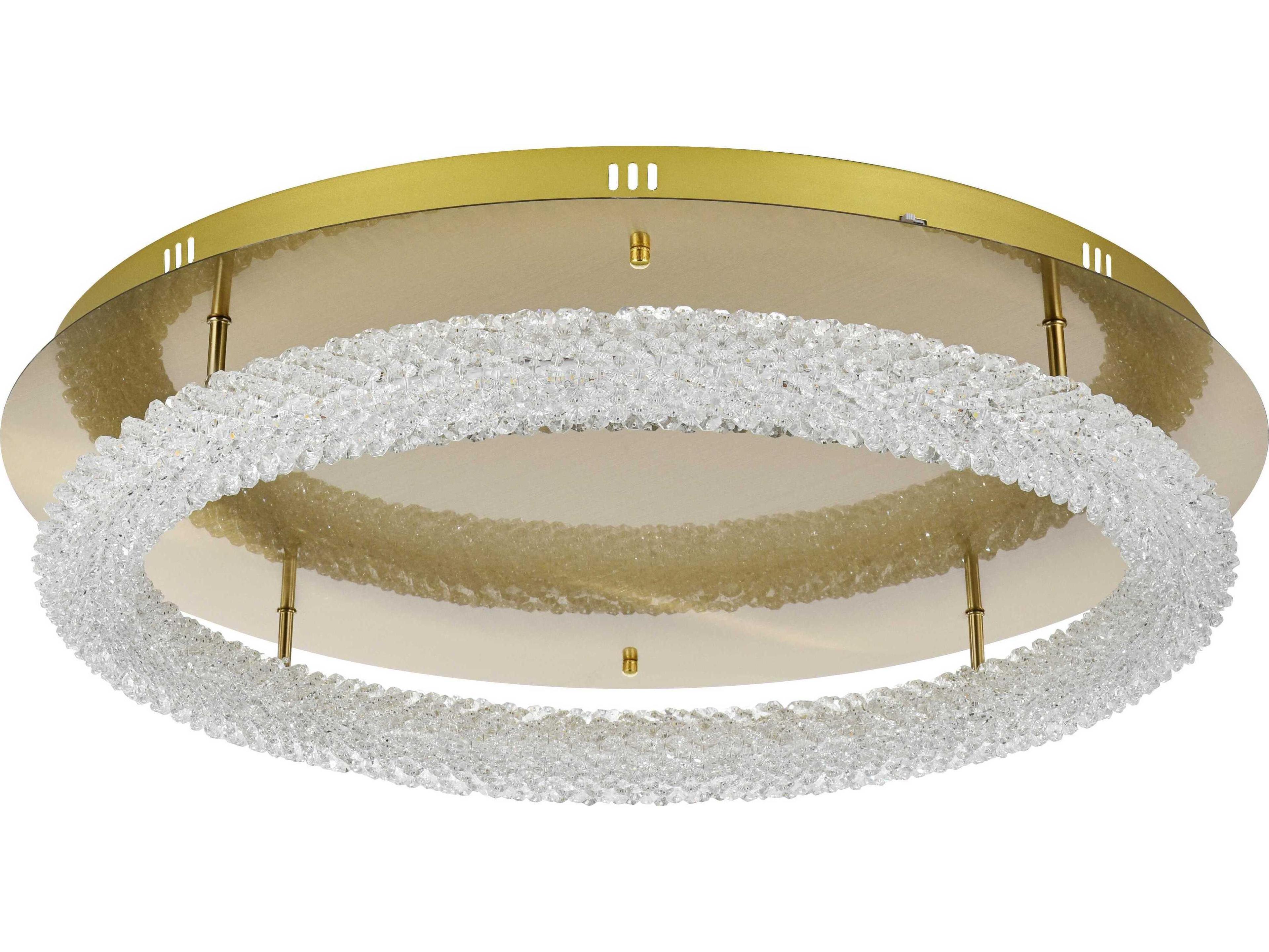Elegant Lighting Bowen 1-Light Satin Gold Round Semi Flush Mount
