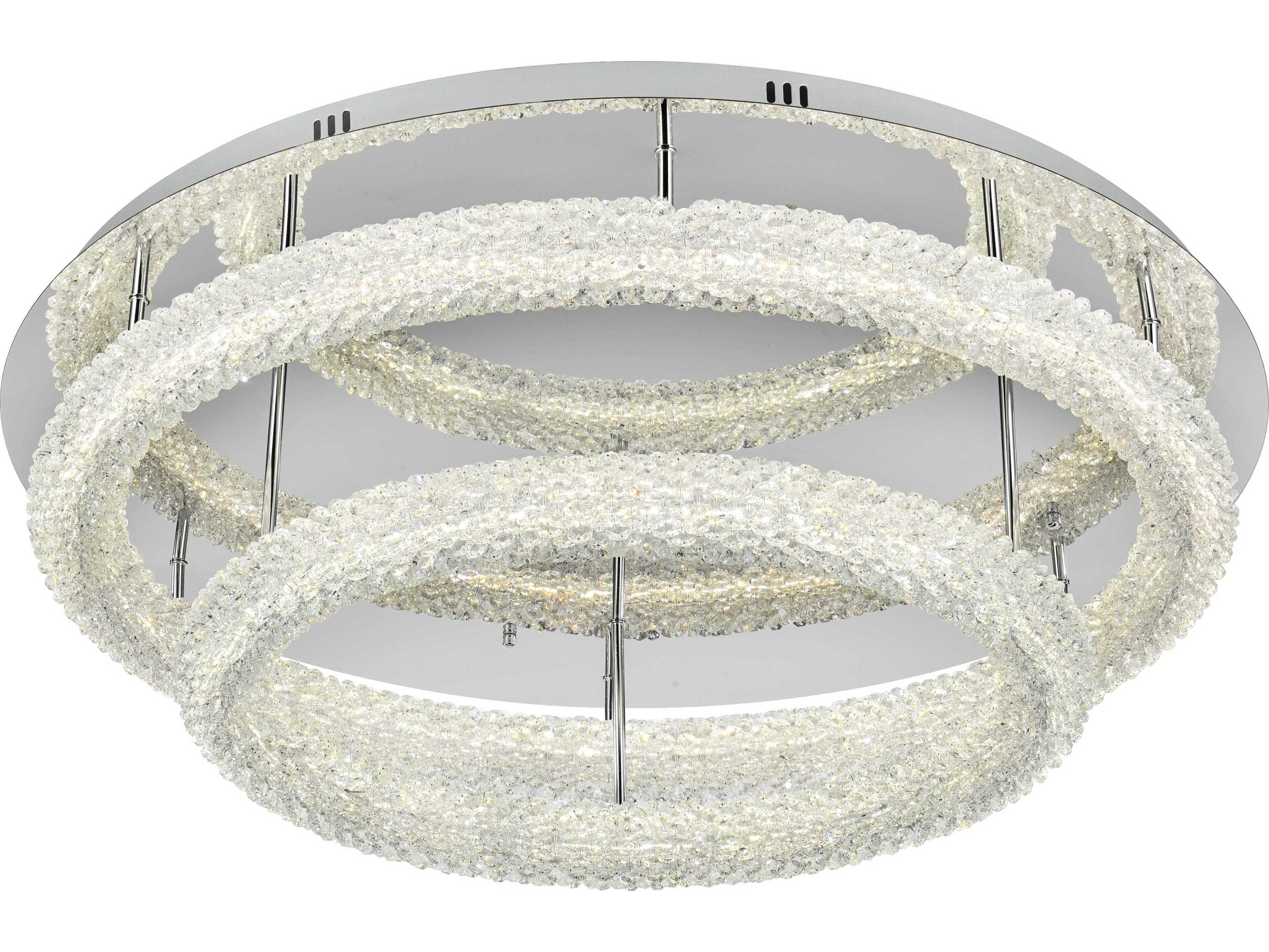 Elegant Lighting Bowen 2-Light Chrome Round Tiered Semi Flush Mount