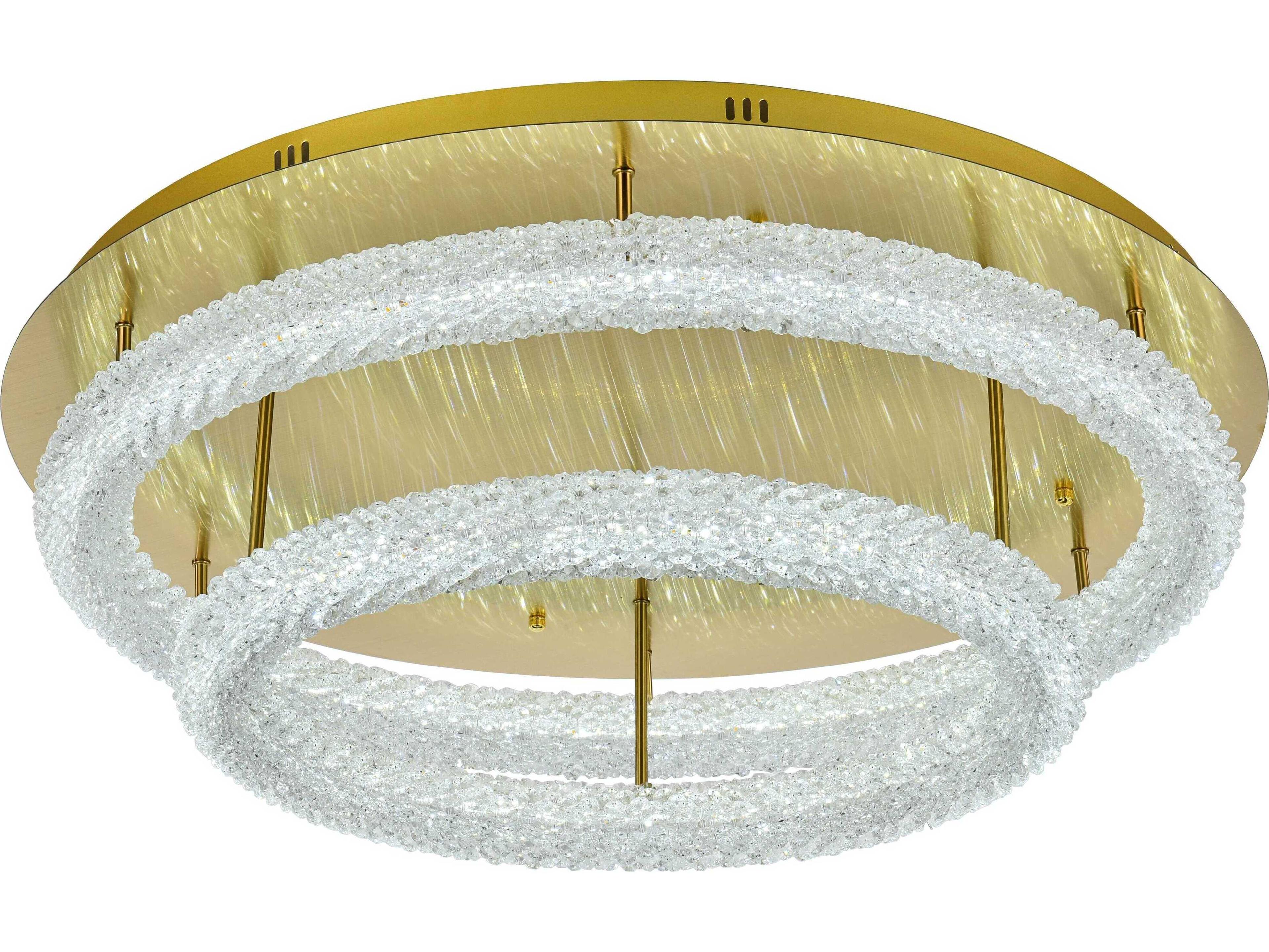 Elegant Lighting Bowen 2-Light Satin Gold Round Tiered Semi Flush Mount