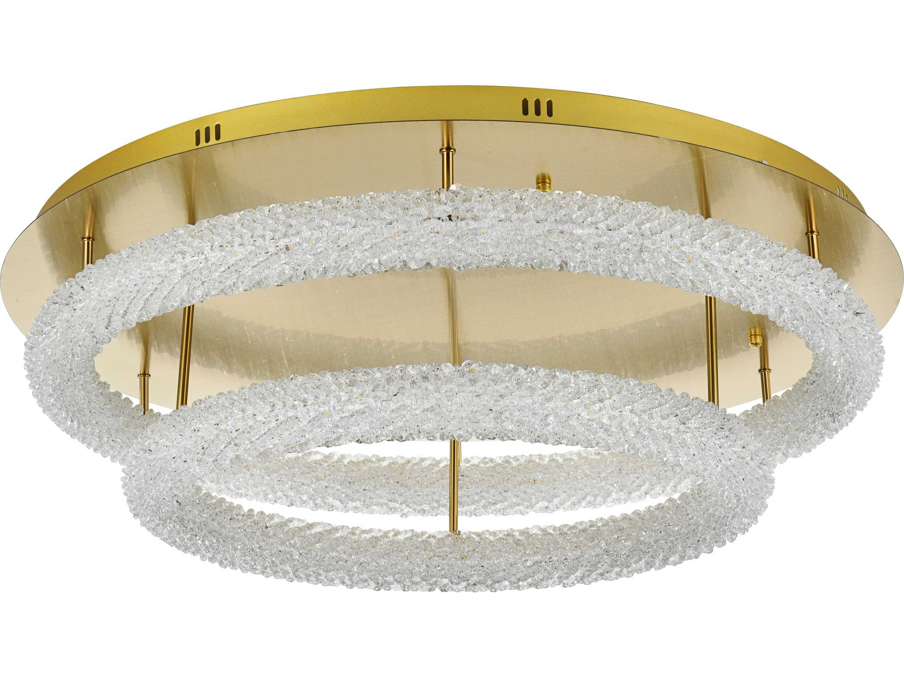 Elegant Lighting Bowen 2-Light Satin Gold Round Tiered Semi Flush Mount