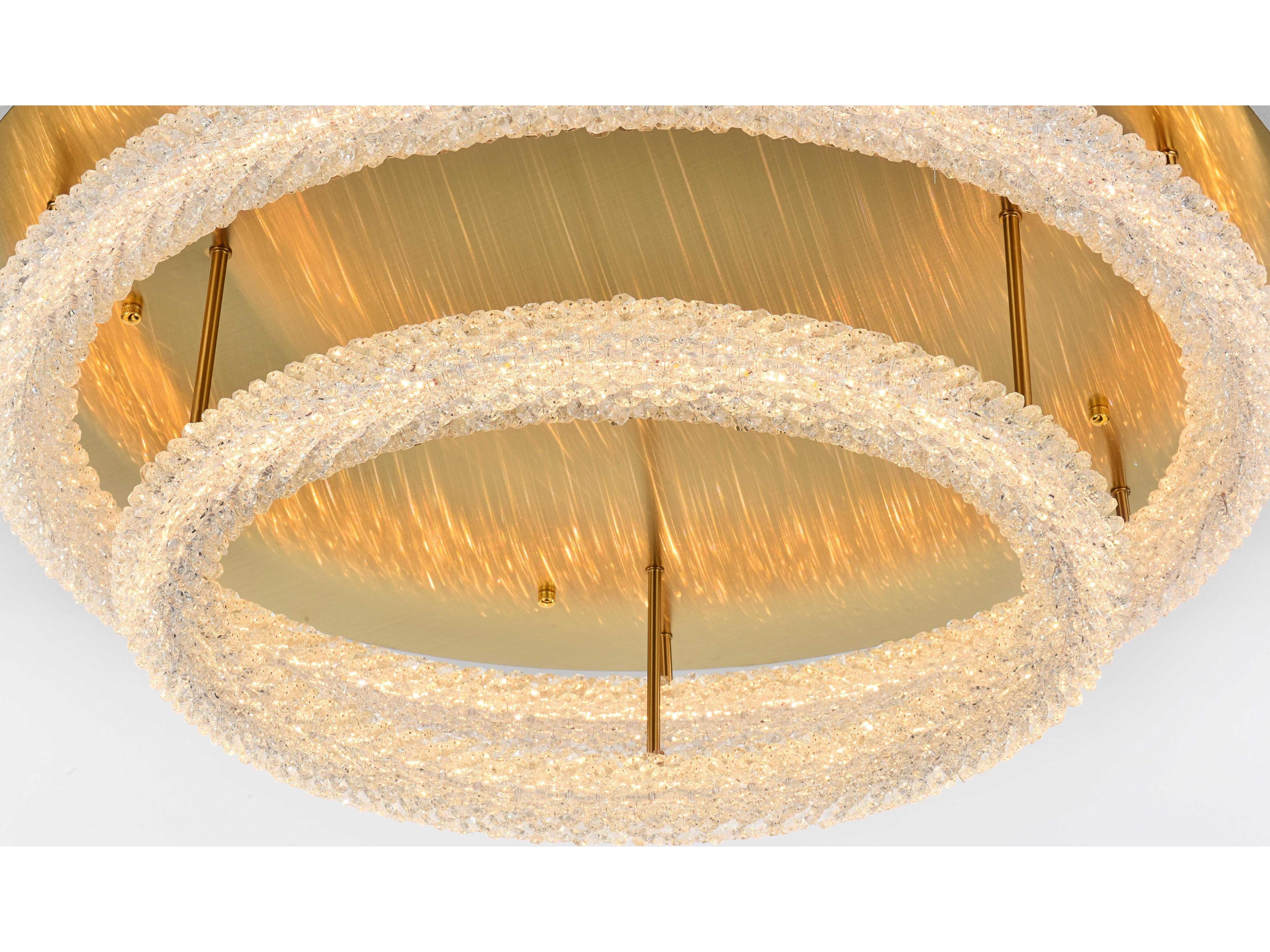 Elegant Lighting Bowen 2-Light Satin Gold Round Tiered Semi Flush Mount