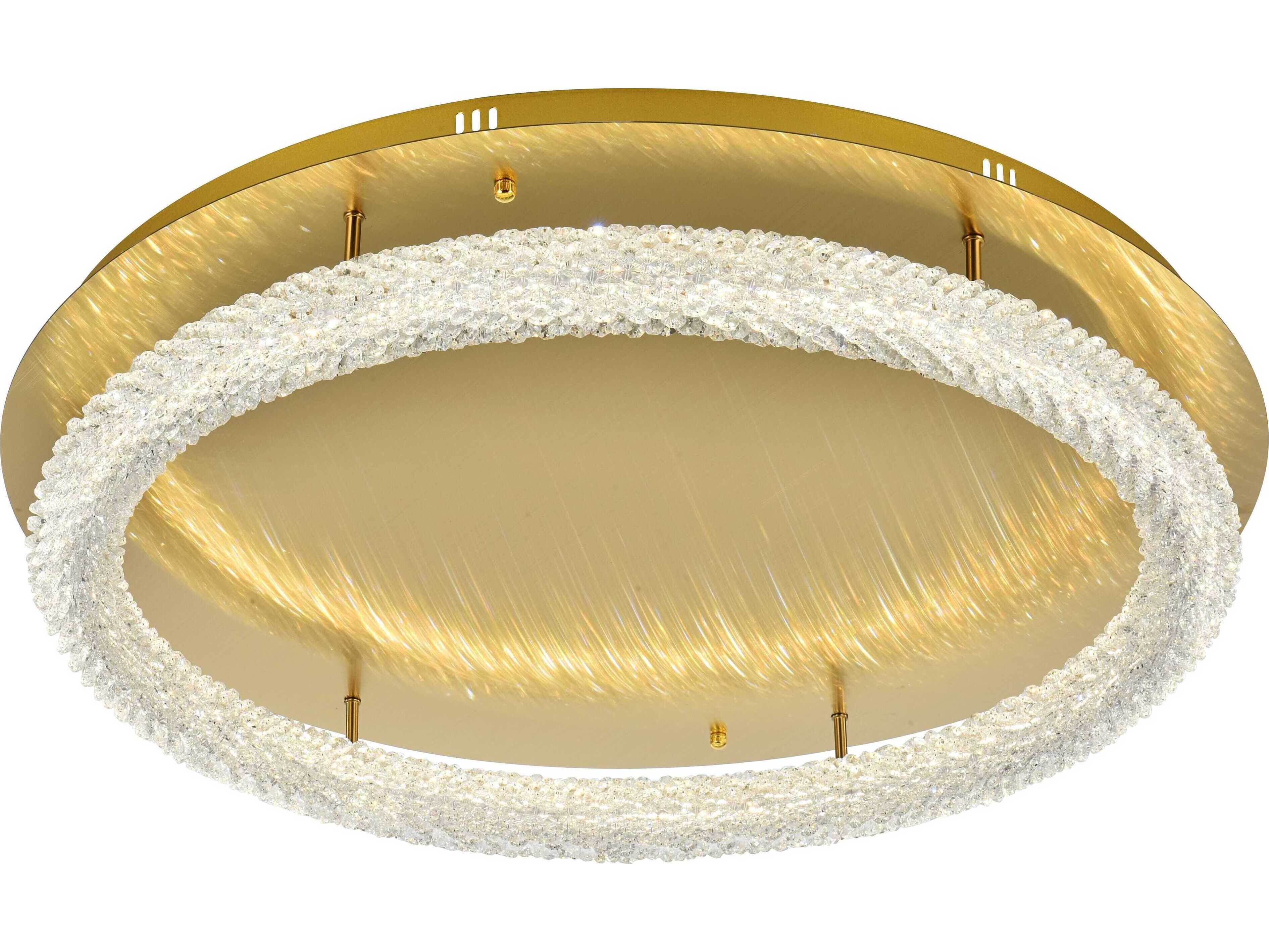 Elegant Lighting Bowen 1-Light Satin Gold Round Semi Flush Mount