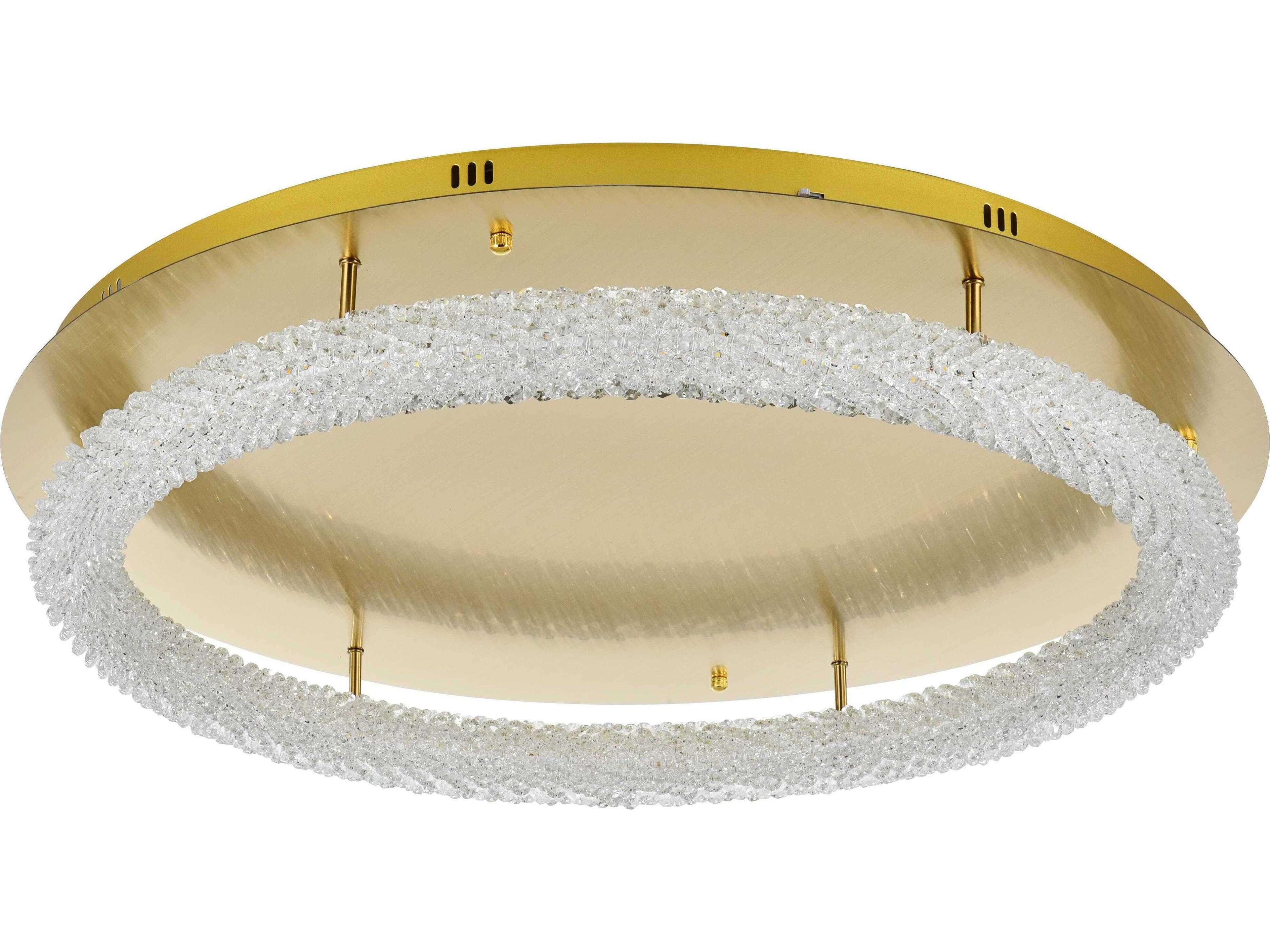Elegant Lighting Bowen 1-Light Satin Gold Round Semi Flush Mount