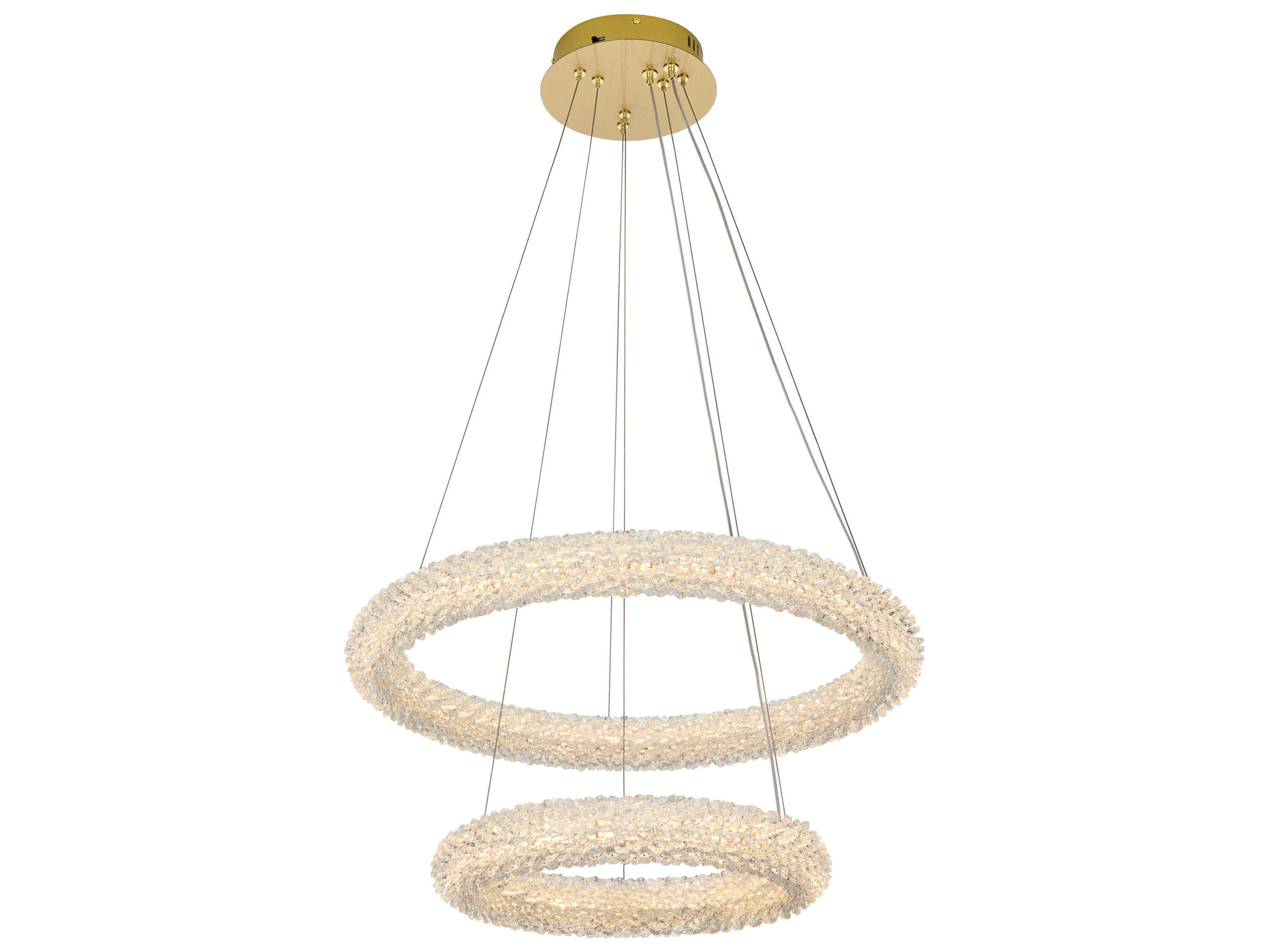 Elegant Lighting Bowen 2-Light Satin Gold Tiered Pendant