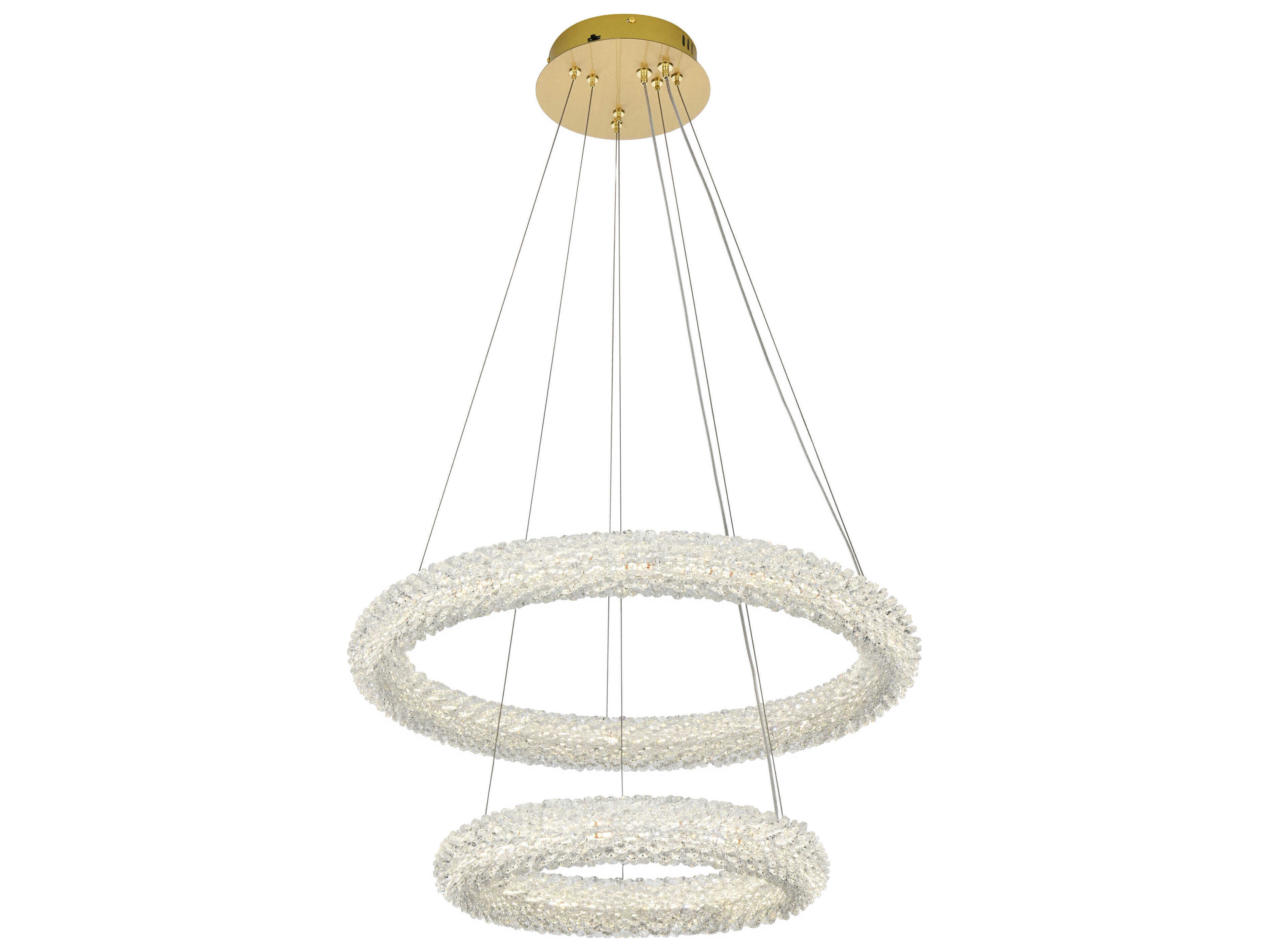 Elegant Lighting Bowen 2-Light Satin Gold Tiered Pendant