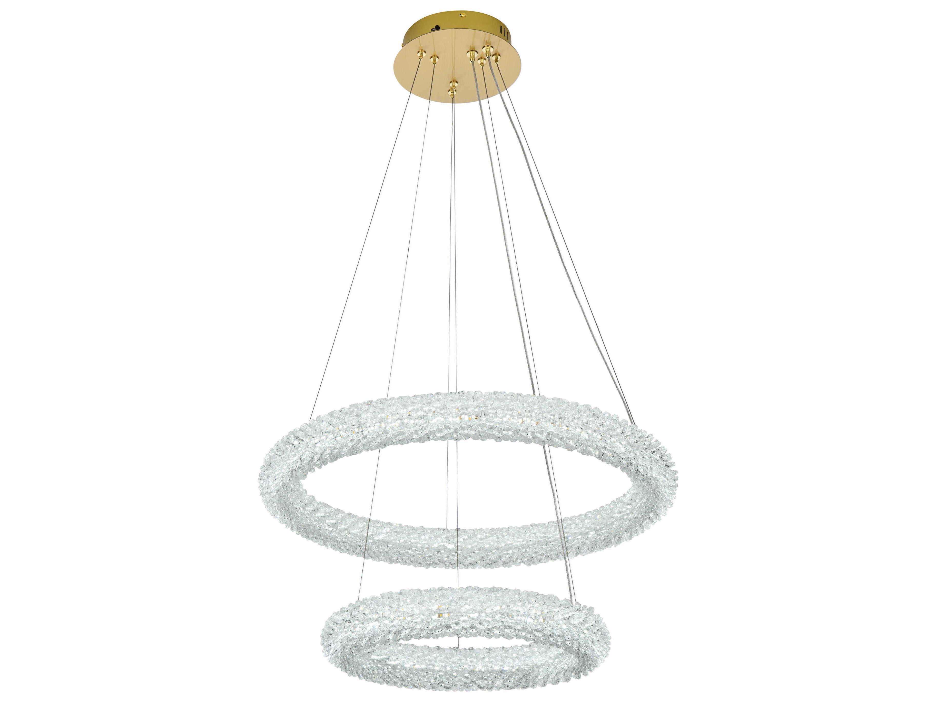 Elegant Lighting Bowen 2-Light Satin Gold Tiered Pendant