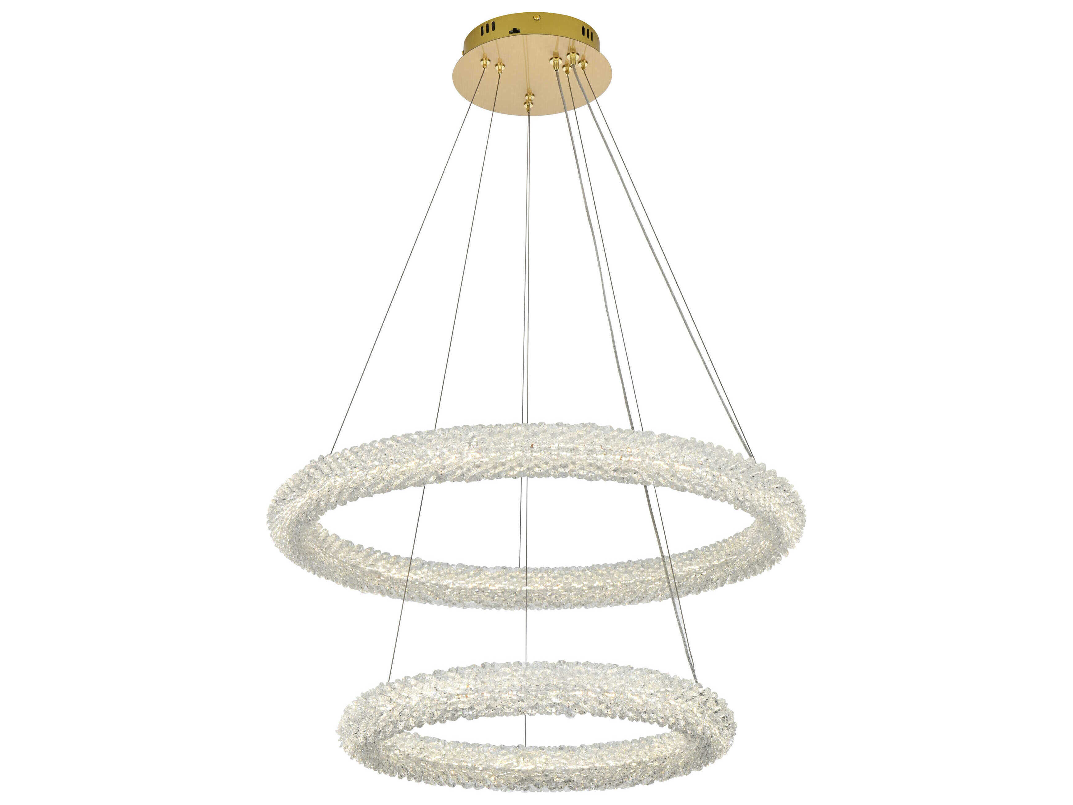 Elegant Lighting Bowen 2-Light Satin Gold Tiered Pendant