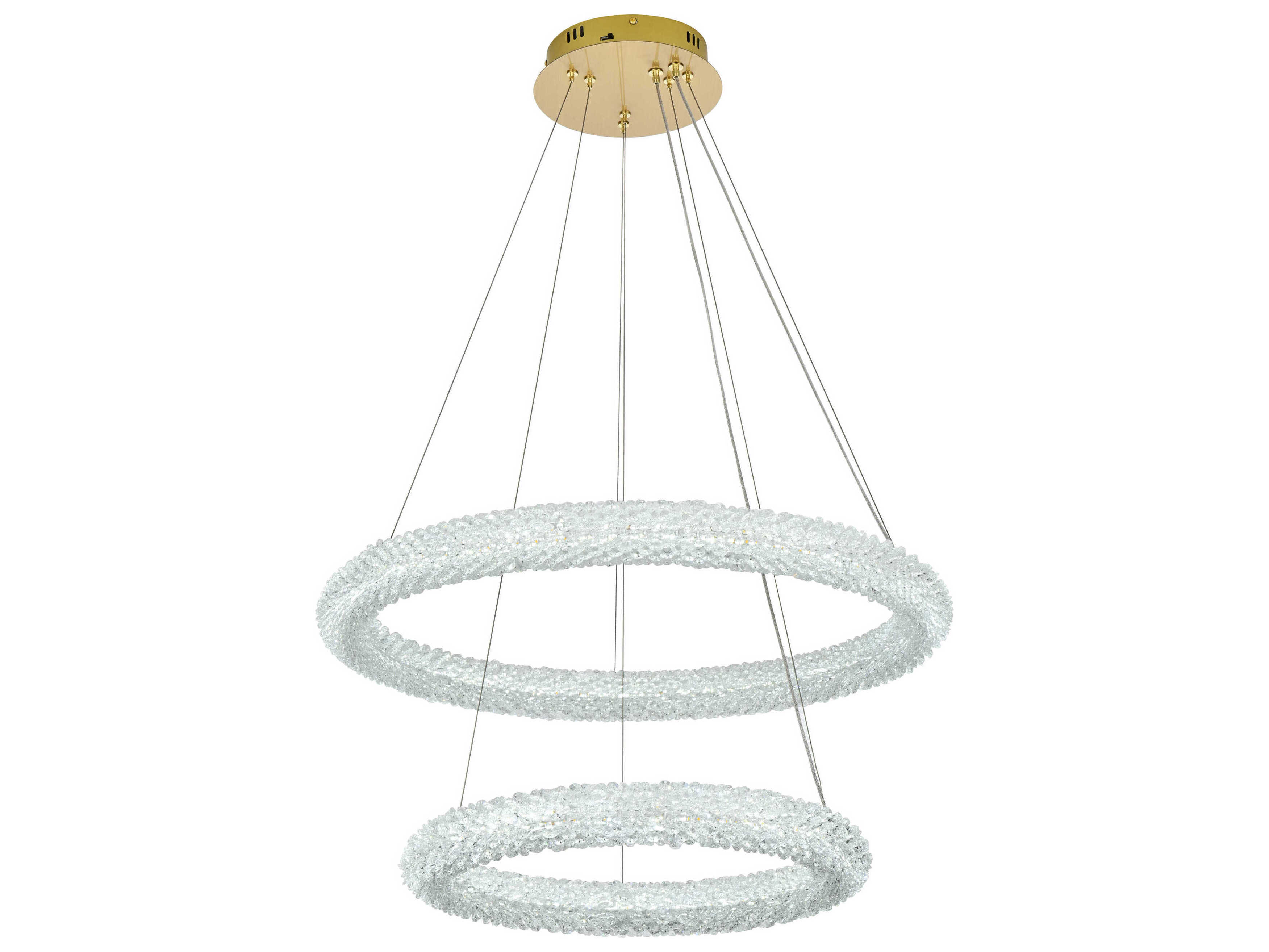 Elegant Lighting Bowen 2-Light Satin Gold Tiered Pendant