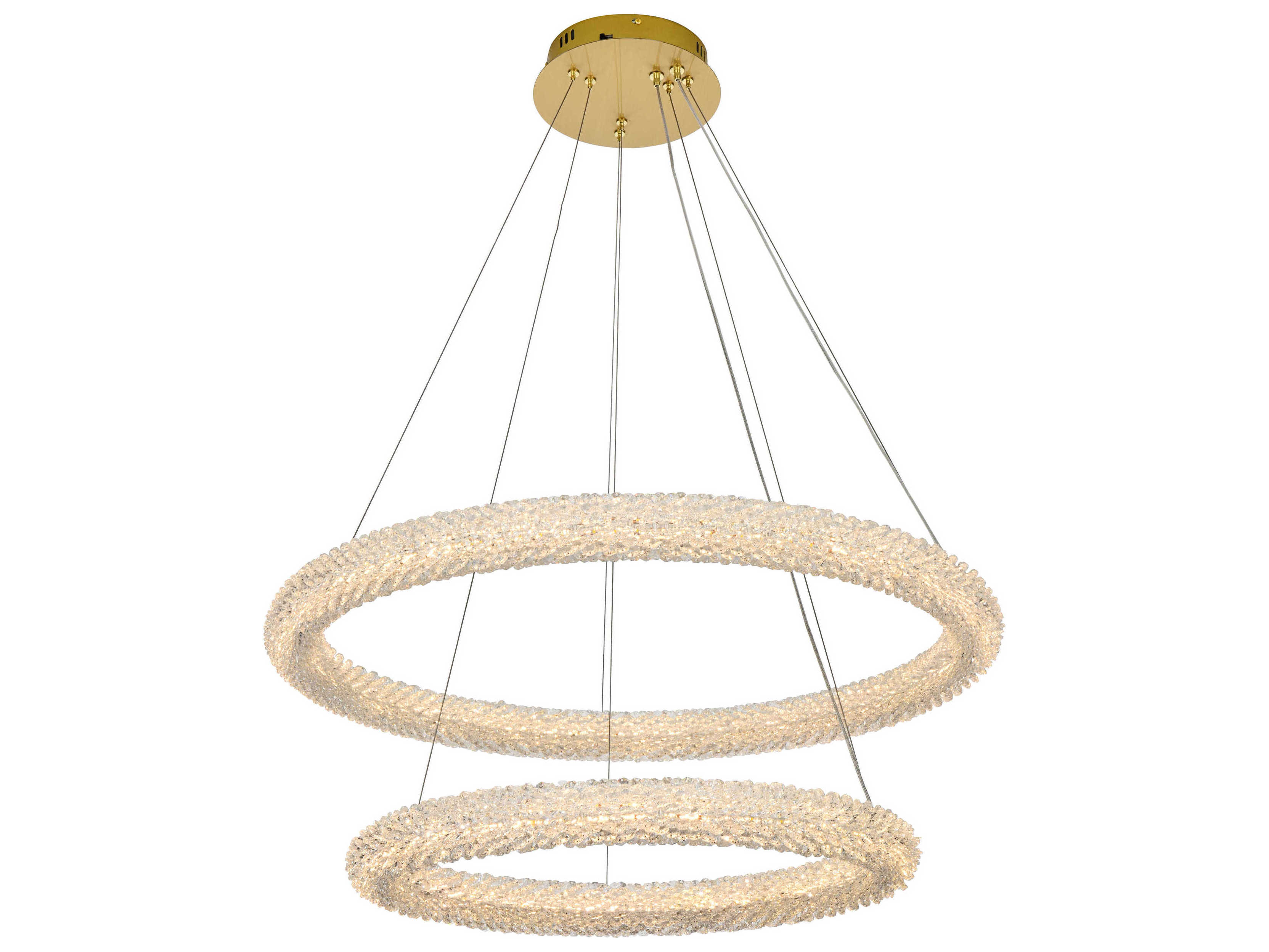 Elegant Lighting Bowen 2-Light Satin Gold Tiered Pendant