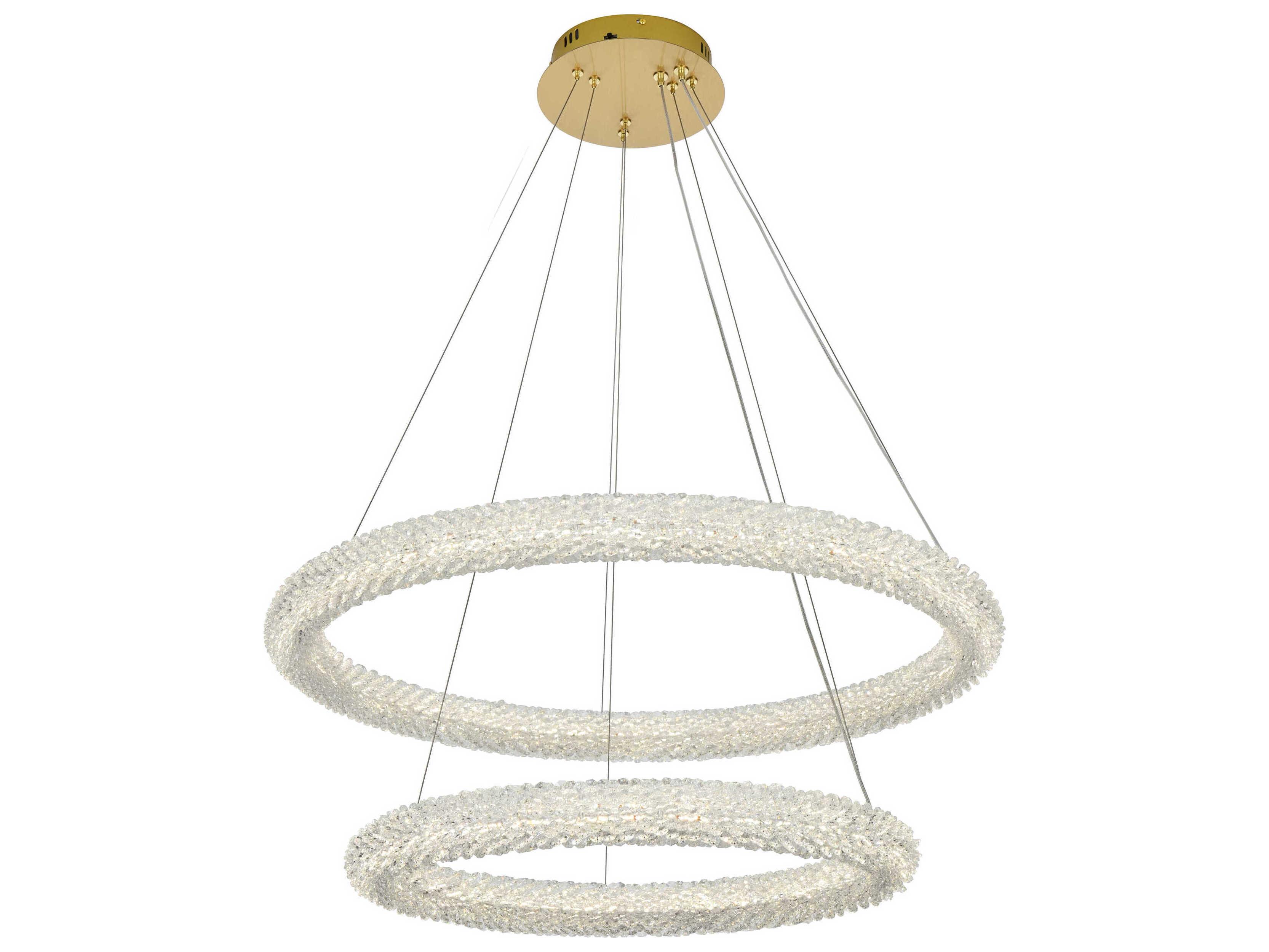 Elegant Lighting Bowen 2-Light Satin Gold Tiered Pendant