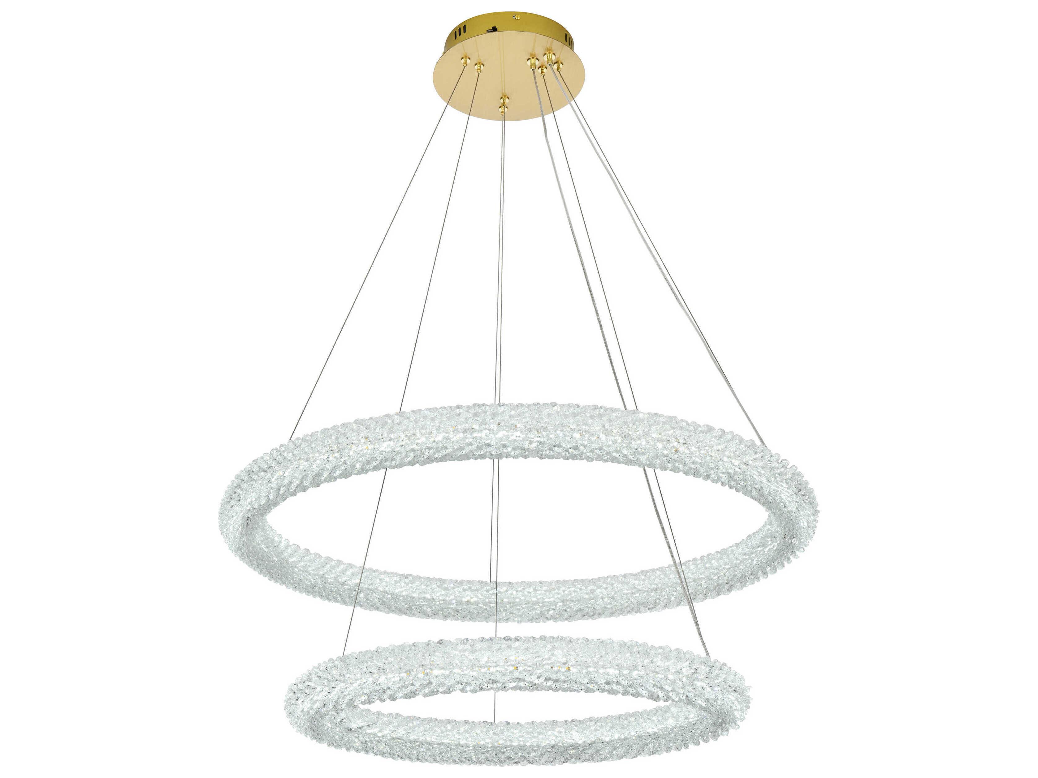 Elegant Lighting Bowen 2-Light Satin Gold Tiered Pendant