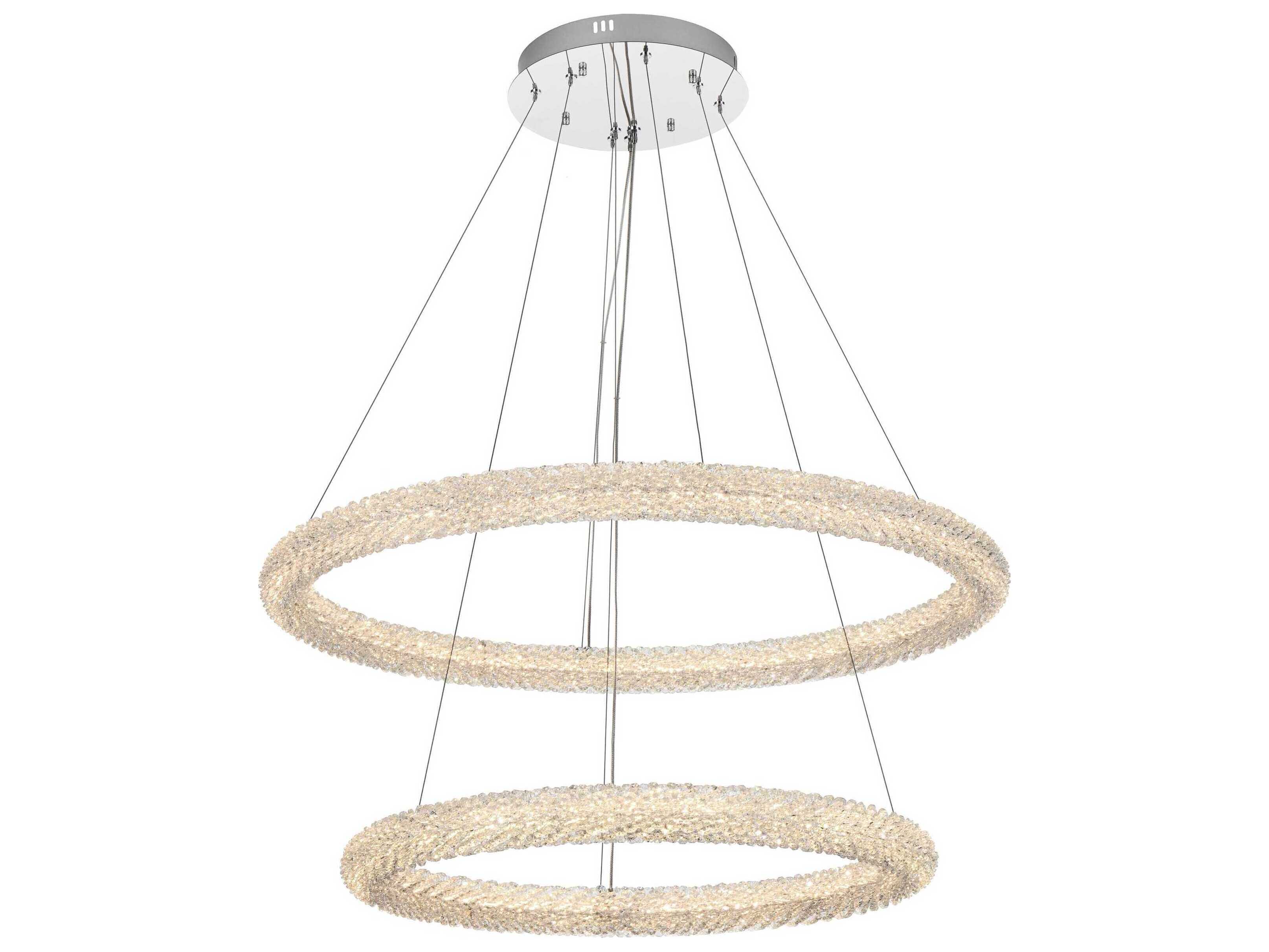 Elegant Lighting Bowen 2-Light Chrome Round Tiered Pendant