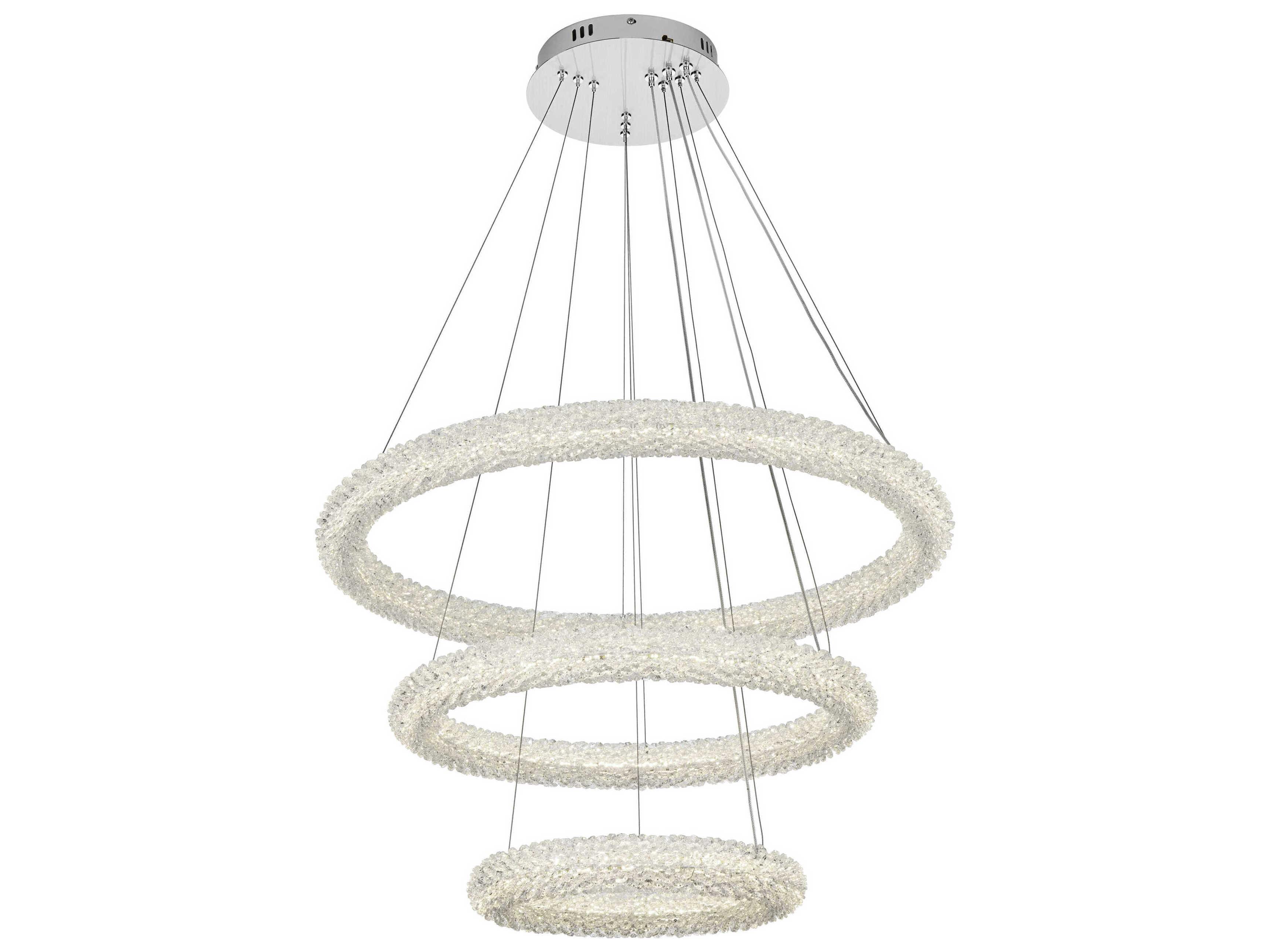 Elegant Lighting Bowen 3-Light Chrome Tiered Pendant