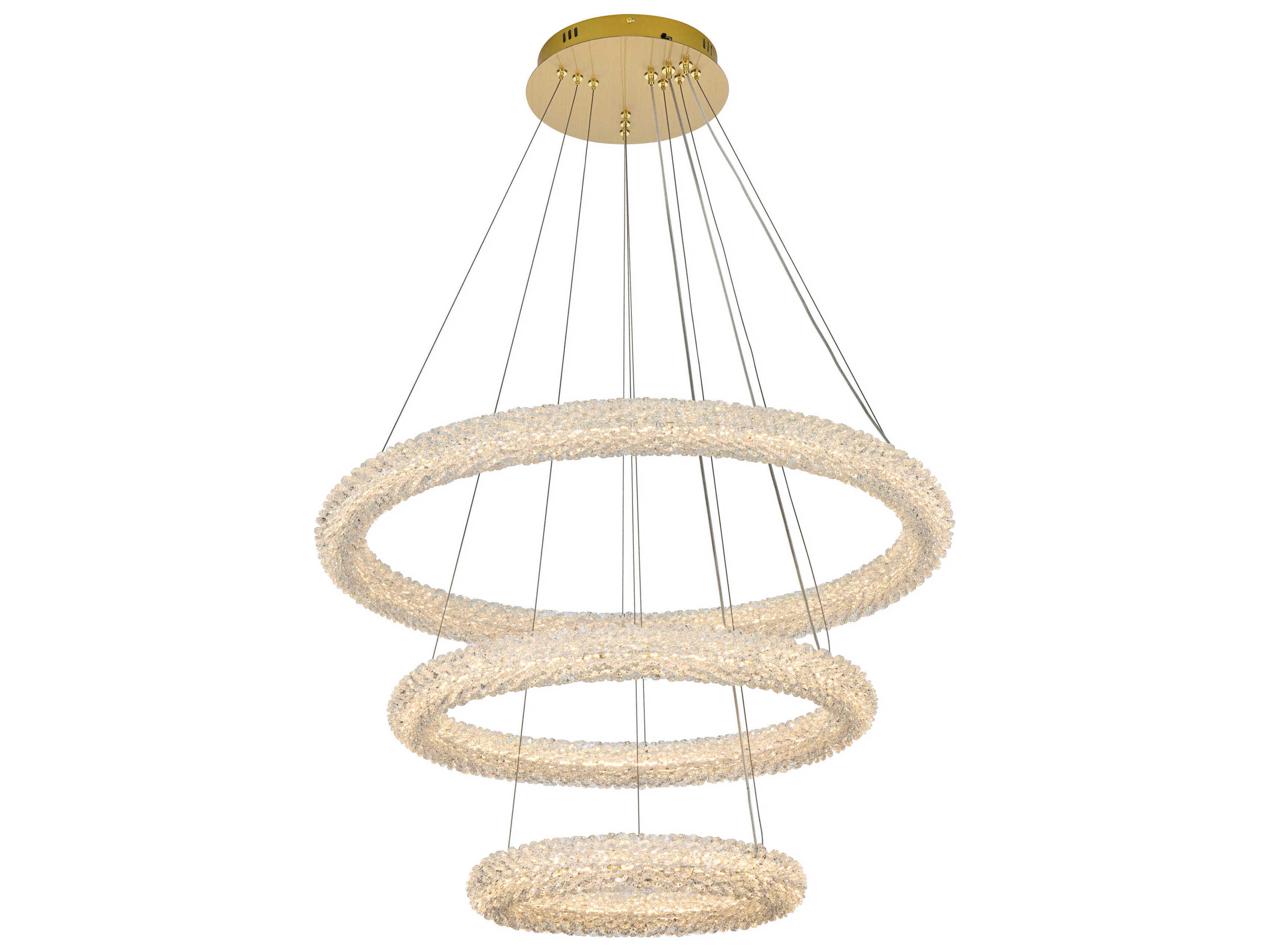 Elegant Lighting Bowen 3-Light Satin Gold Tiered Pendant