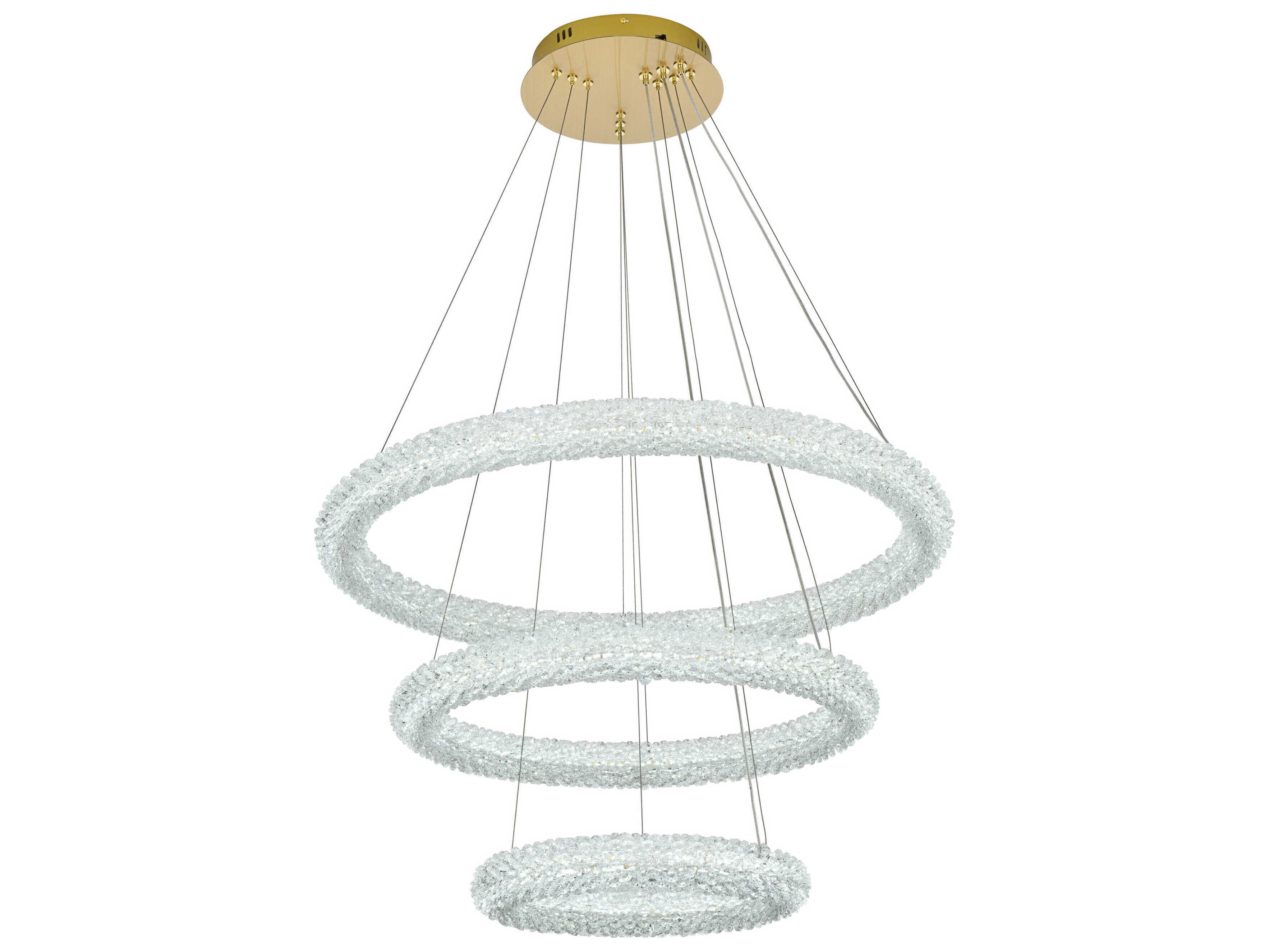 Elegant Lighting Bowen 3-Light Satin Gold Tiered Pendant