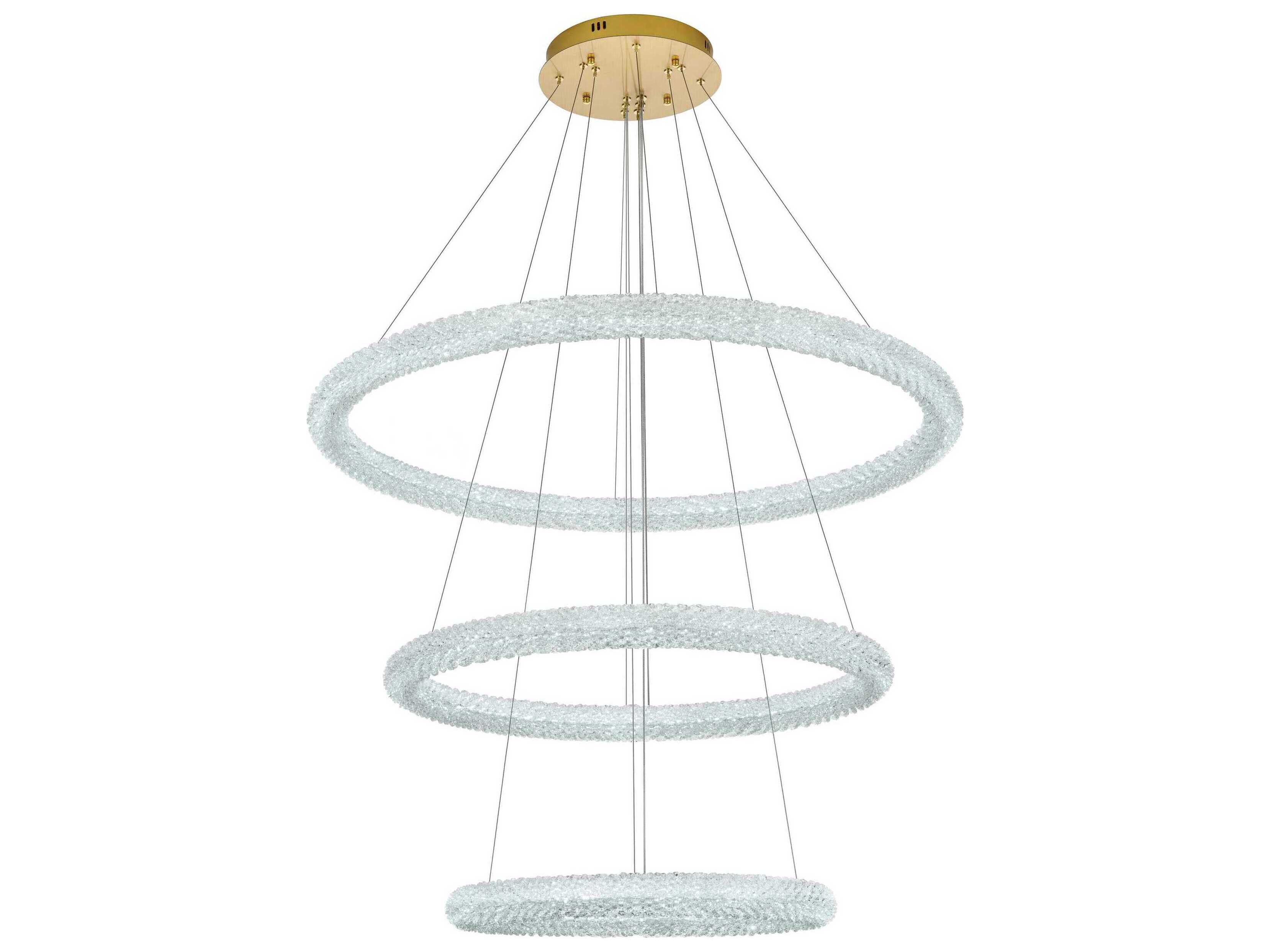 Elegant Lighting Bowen 3-Light Satin Gold Round Tiered Pendant