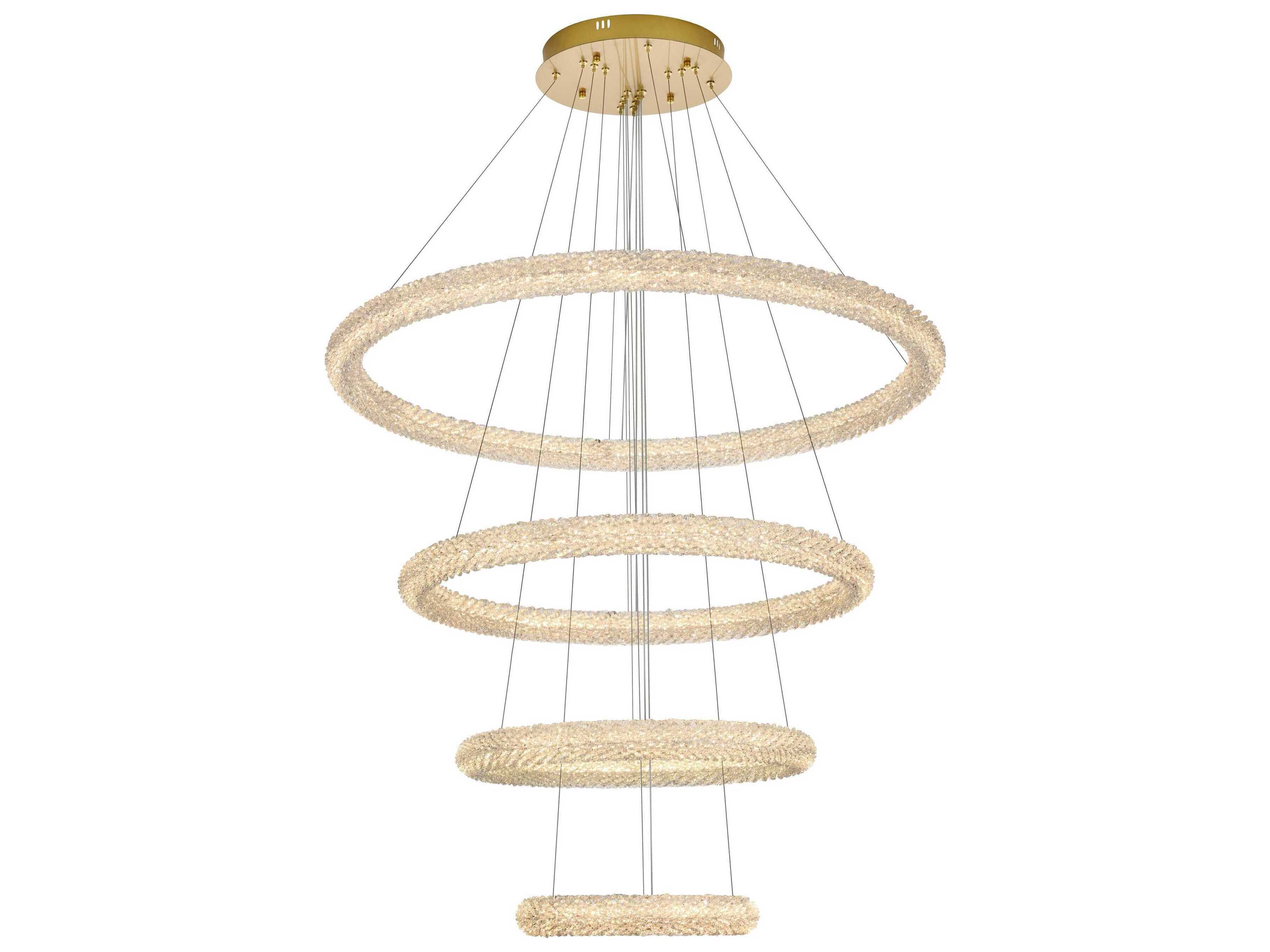 Elegant Lighting Bowen 4-Light Satin Gold Round Tiered Pendant