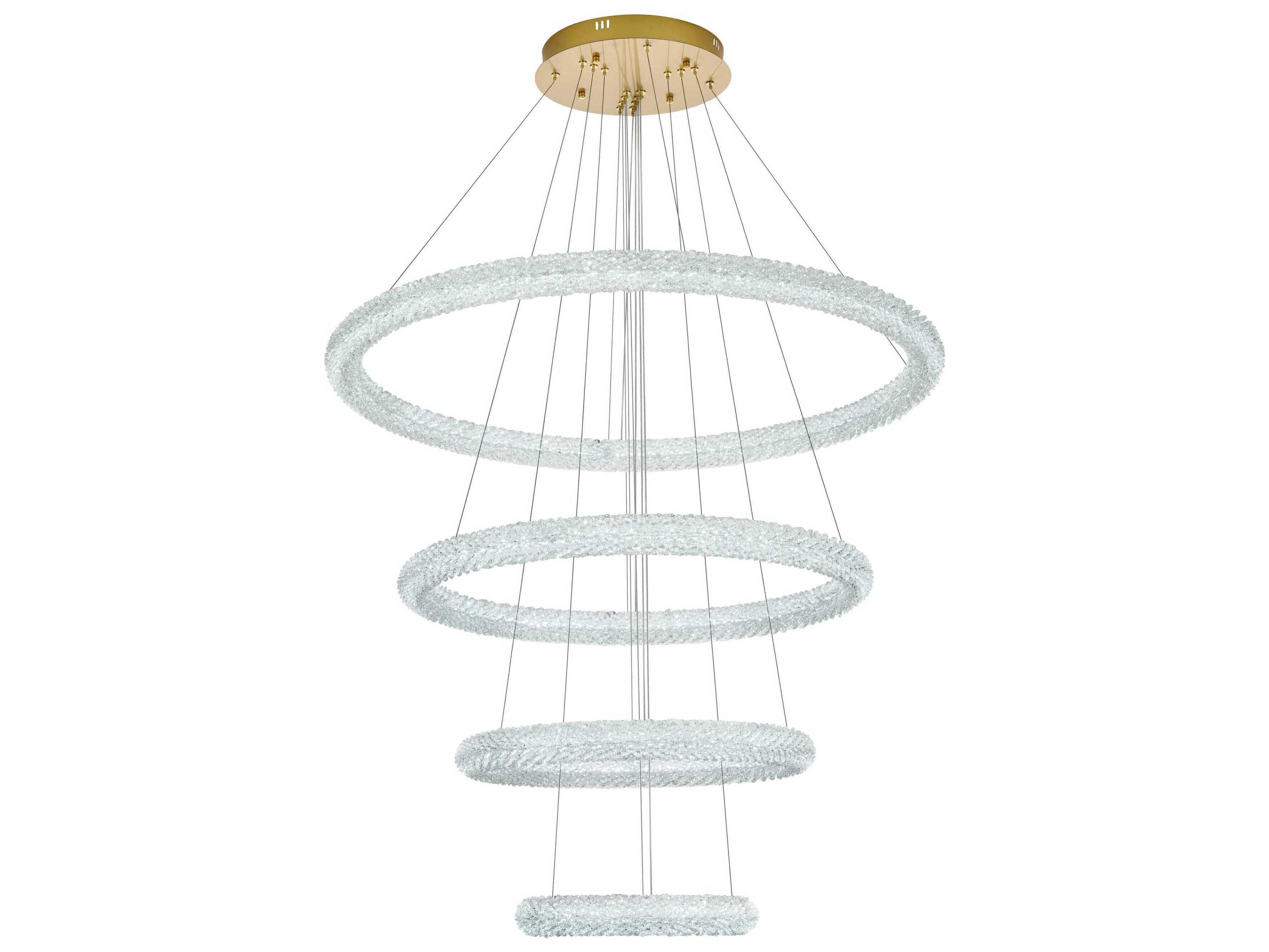 Elegant Lighting Bowen 4-Light Satin Gold Round Tiered Pendant