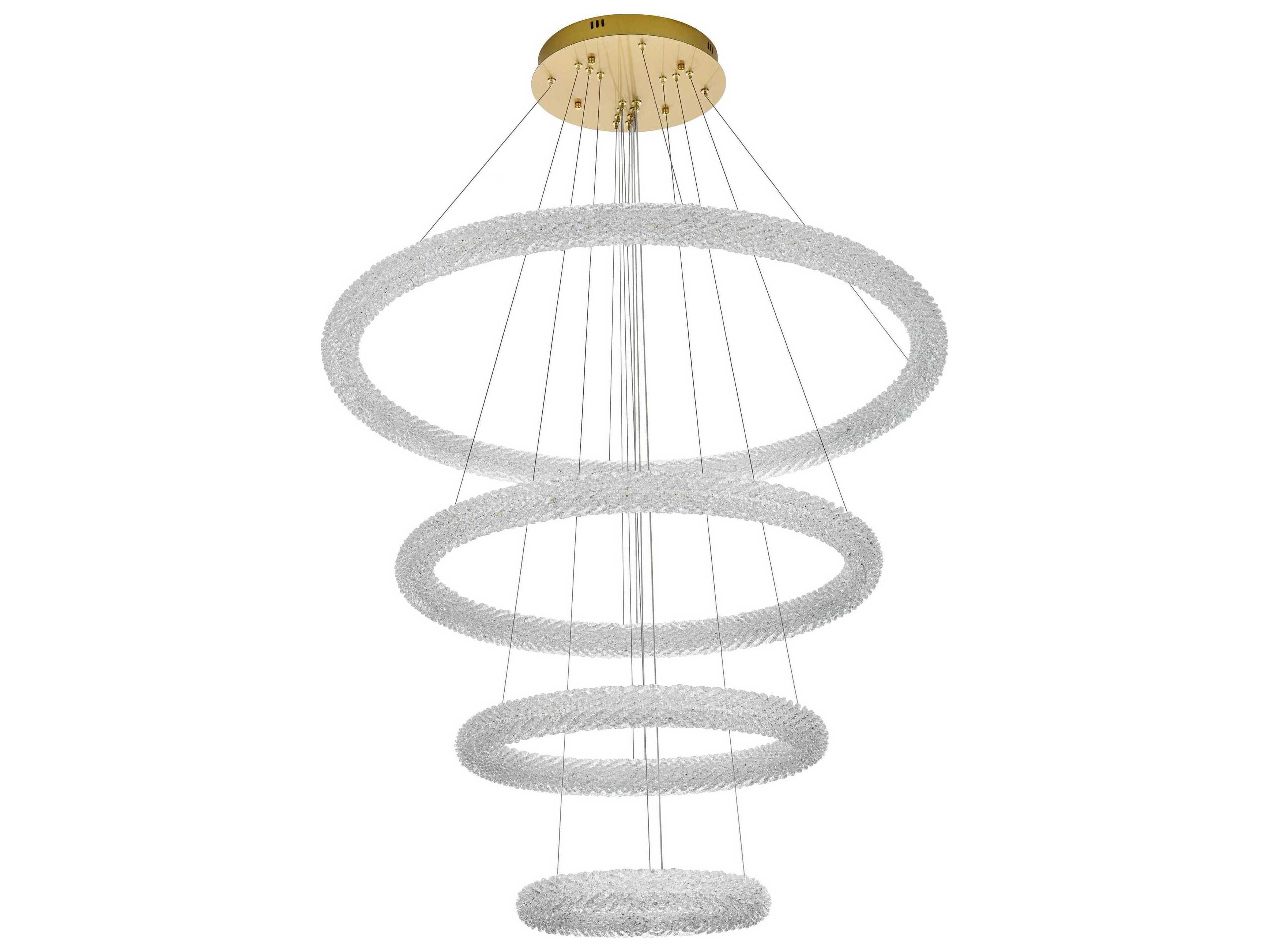 Elegant Lighting Bowen 4-Light Satin Gold Round Tiered Pendant