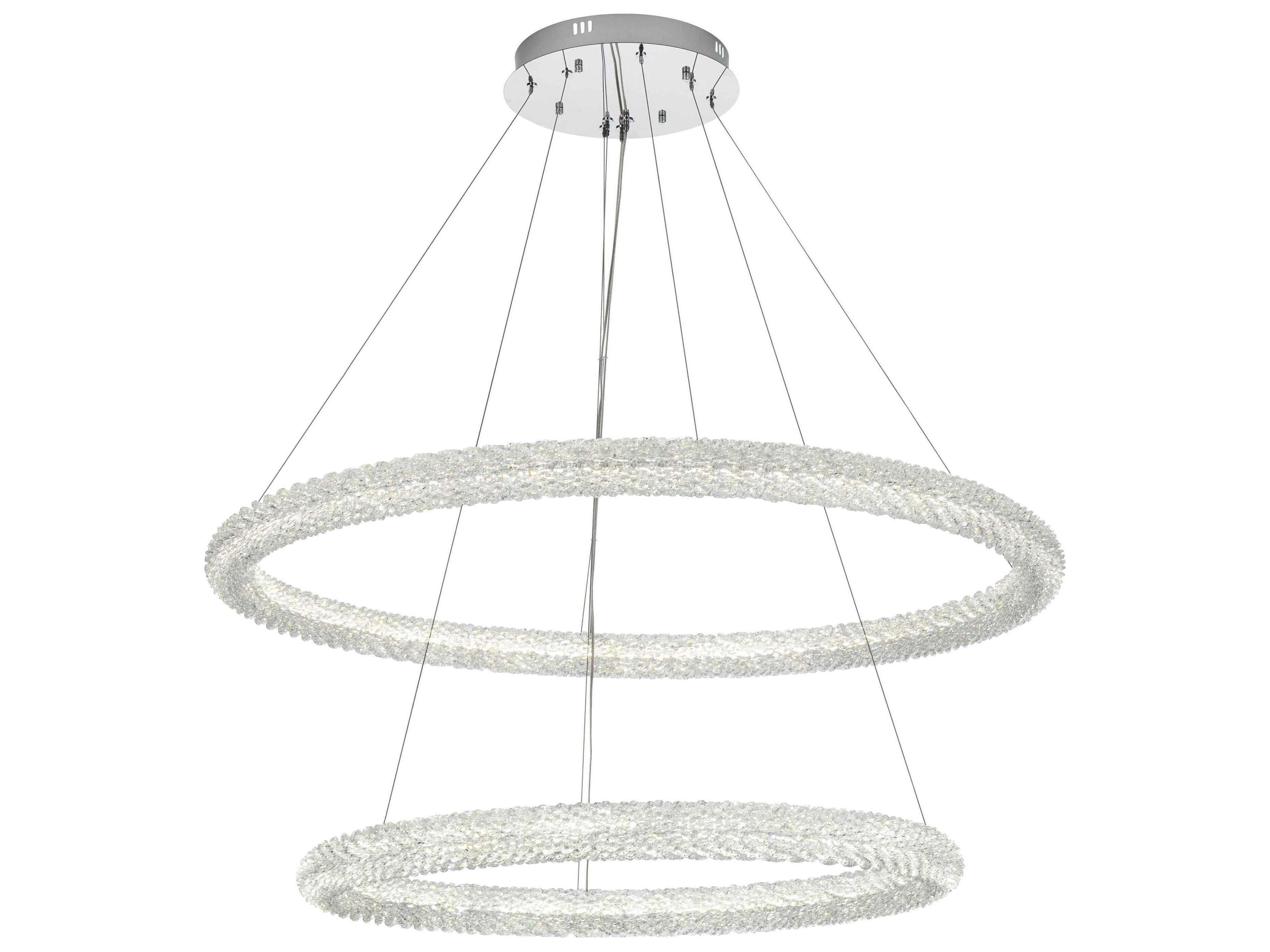Elegant Lighting Bowen 2-Light Chrome Round Tiered Pendant
