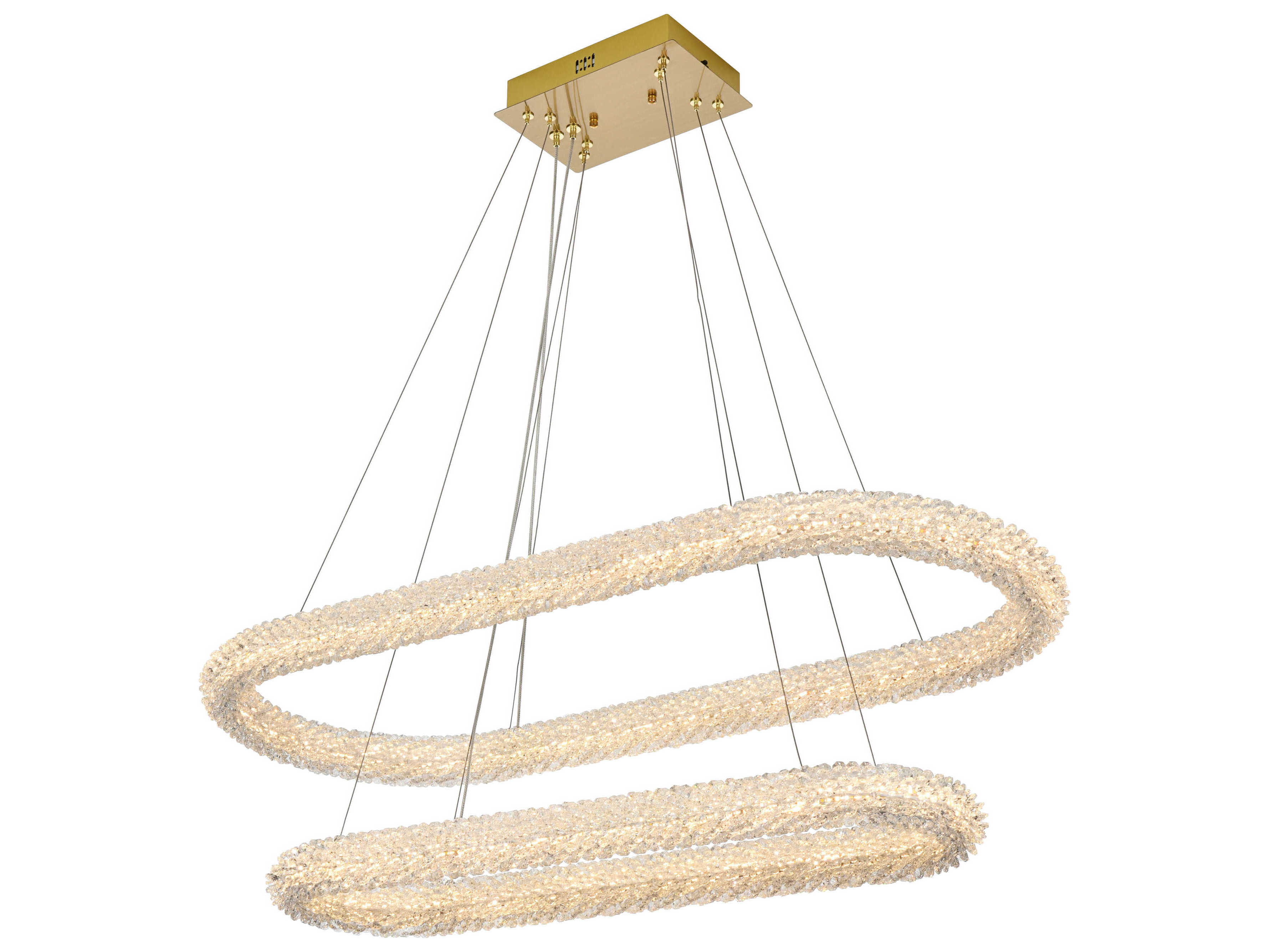Elegant Lighting Bowen 2-Light Satin Gold Tiered Island Pendant