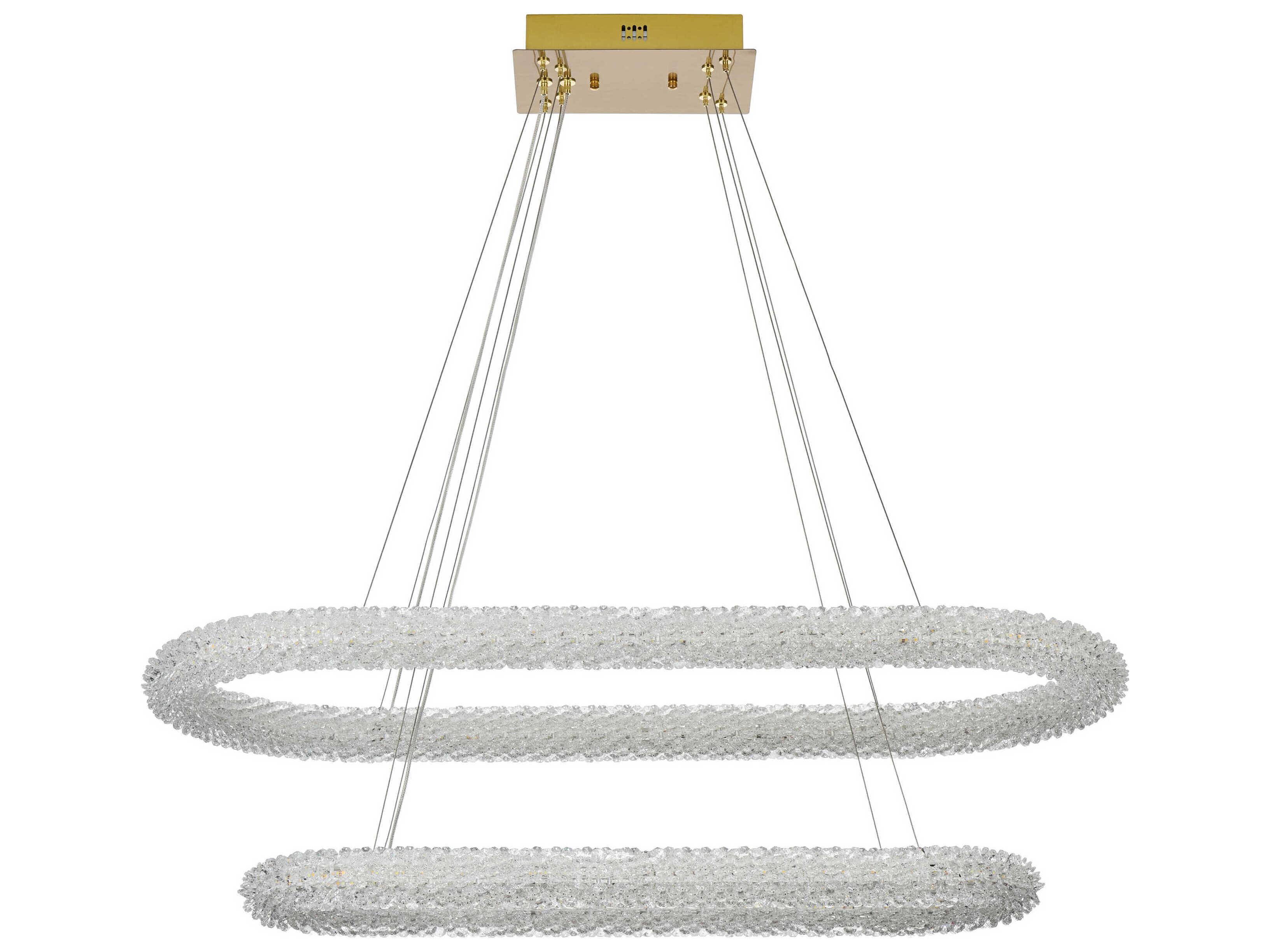Elegant Lighting Bowen 2-Light Satin Gold Tiered Island Pendant