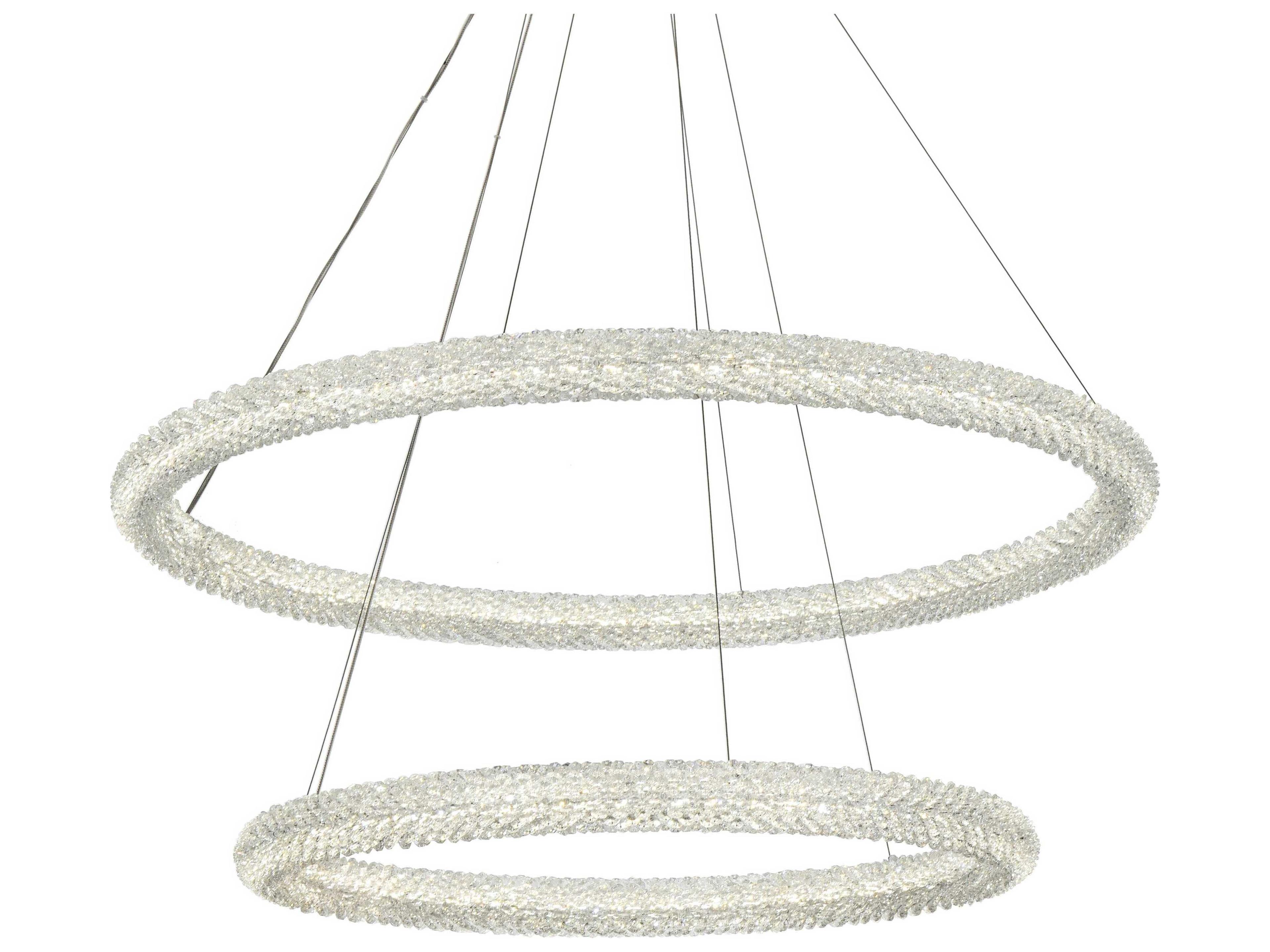 Elegant Lighting Bowen 2-Light Satin Gold Round Tiered Pendant