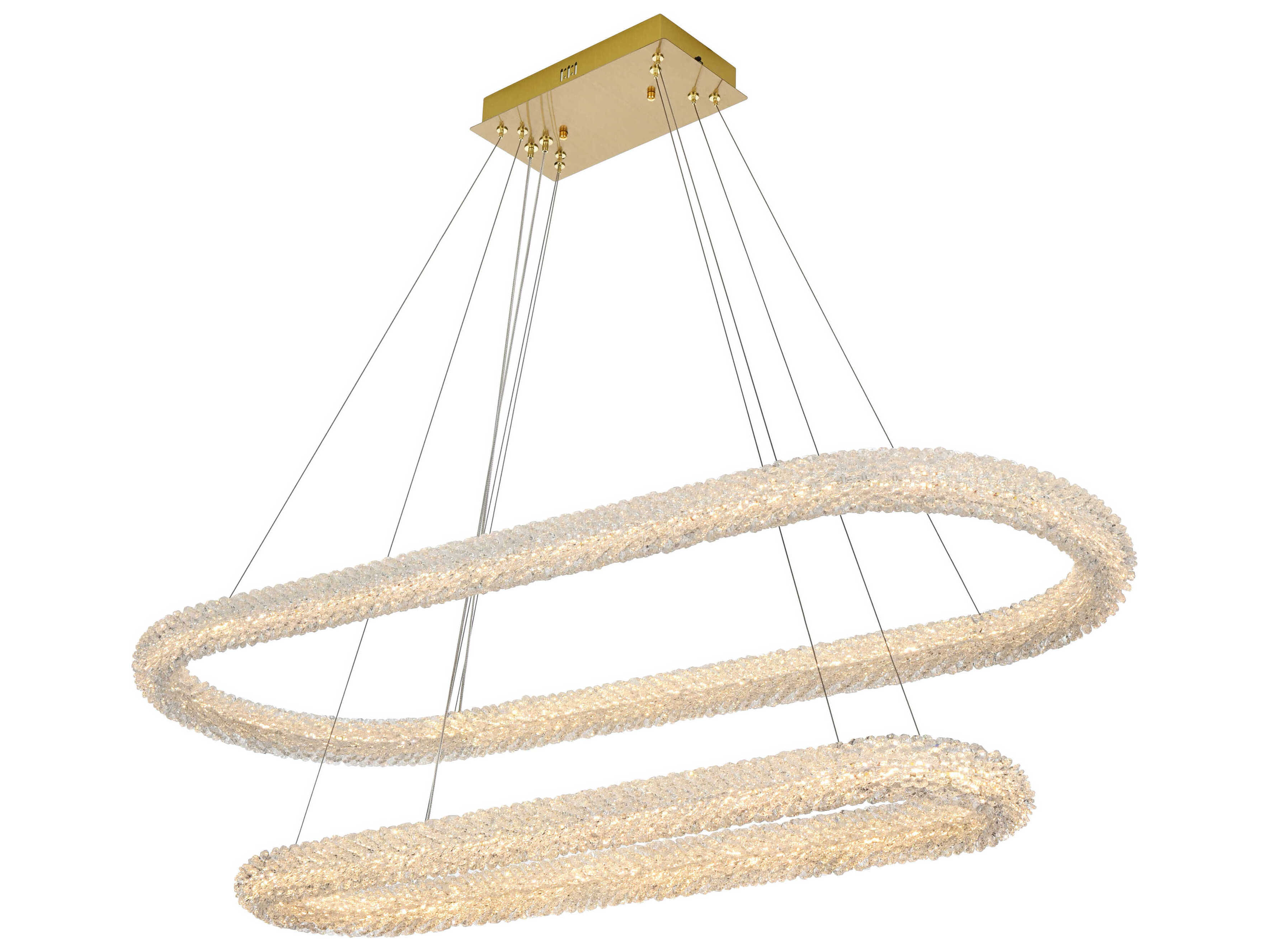 Elegant Lighting Bowen 2-Light Satin Gold Tiered Island Pendant