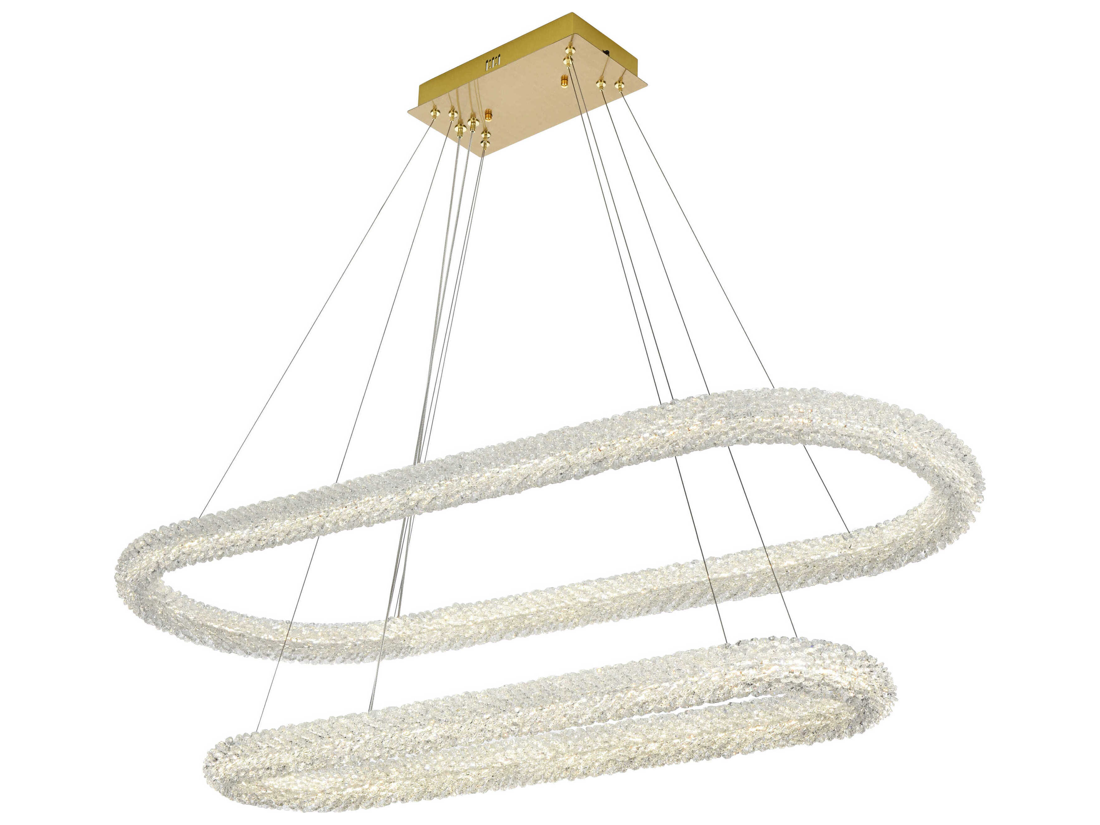 Elegant Lighting Bowen 2-Light Satin Gold Tiered Island Pendant